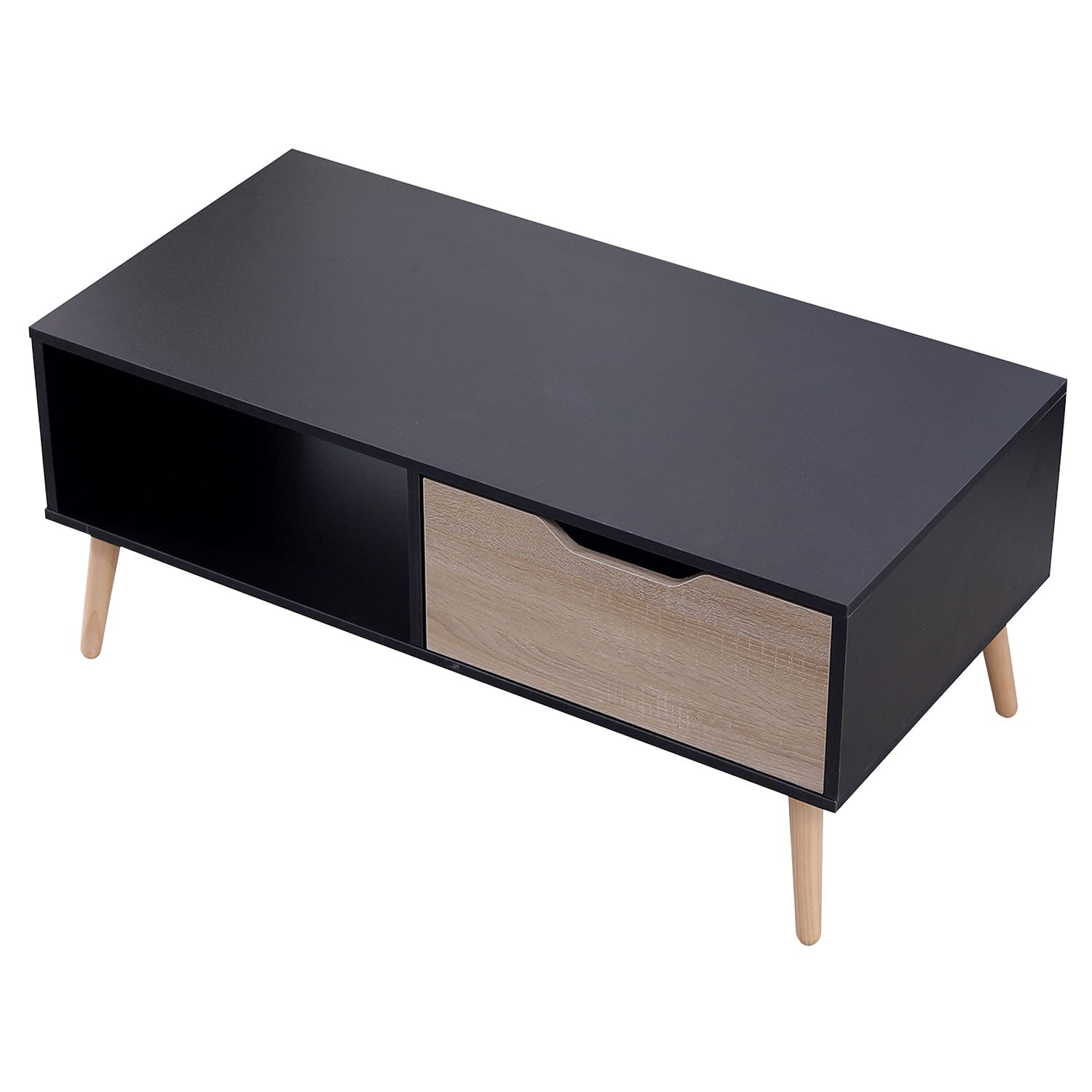 SENJA - Table Basse avec Casier et Tiroir Style Scandinave