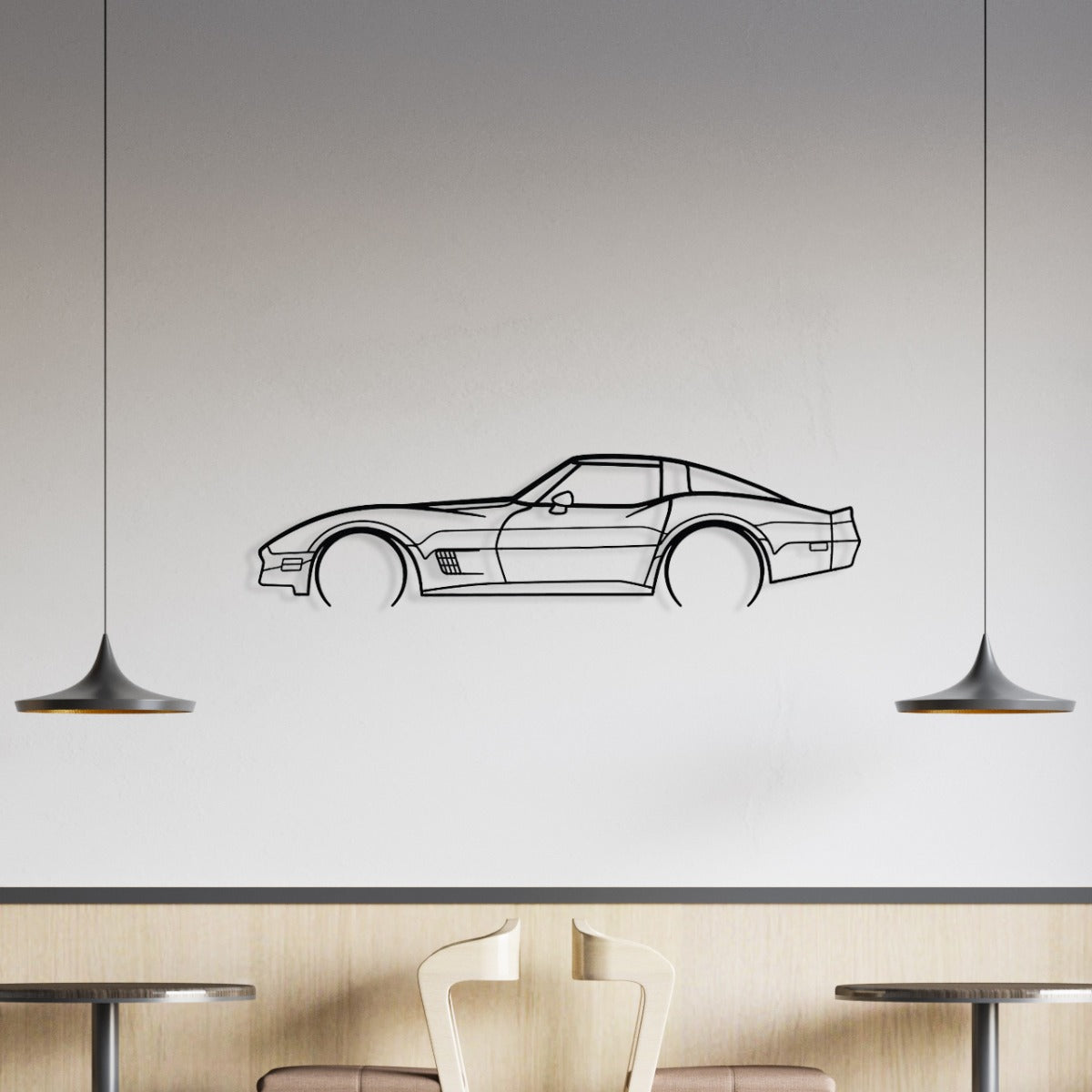 CHEVROLET - CORVETTE 1982  - DÉCORATION MURALE EN MÉTAL