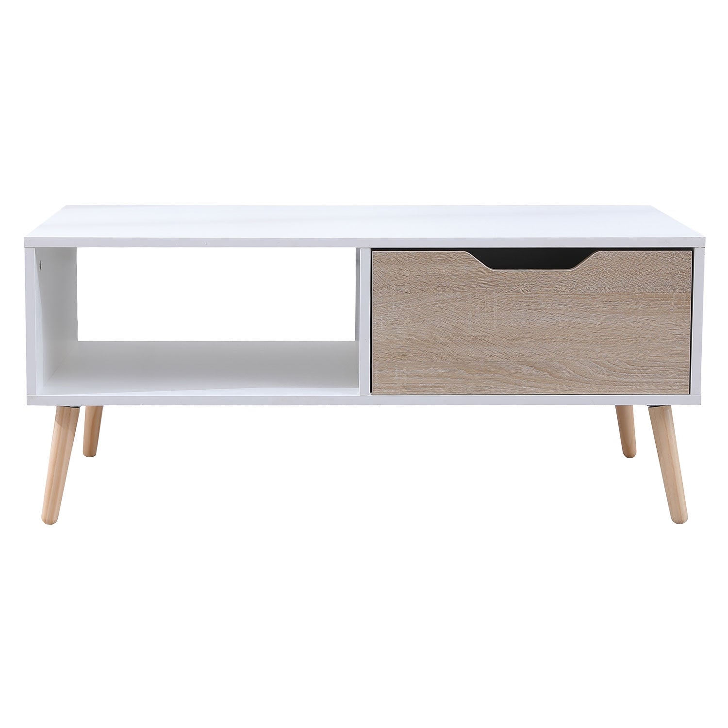 SENJA - Table Basse avec Casier et Tiroir Style Scandinave