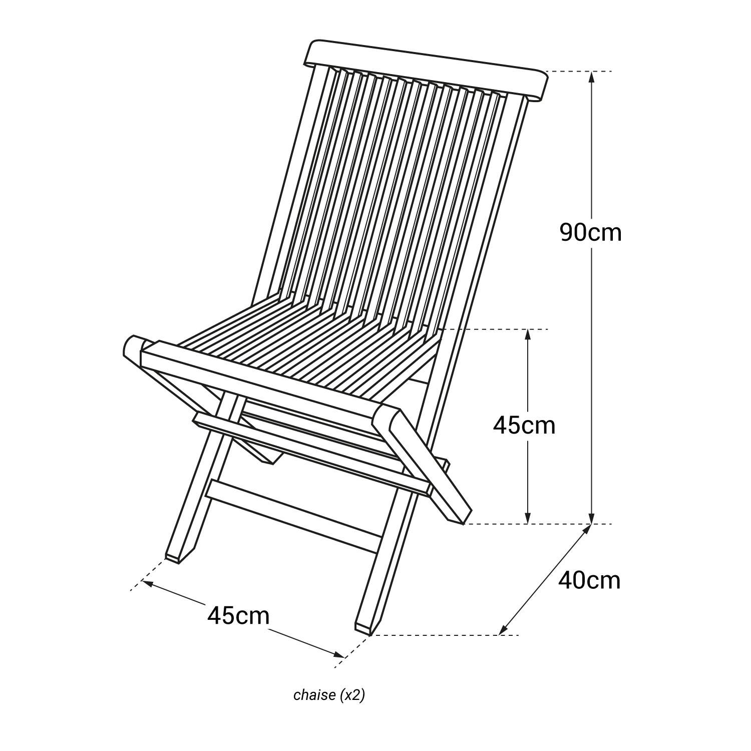 SALENTO Lot de 2 Chaises en Teck