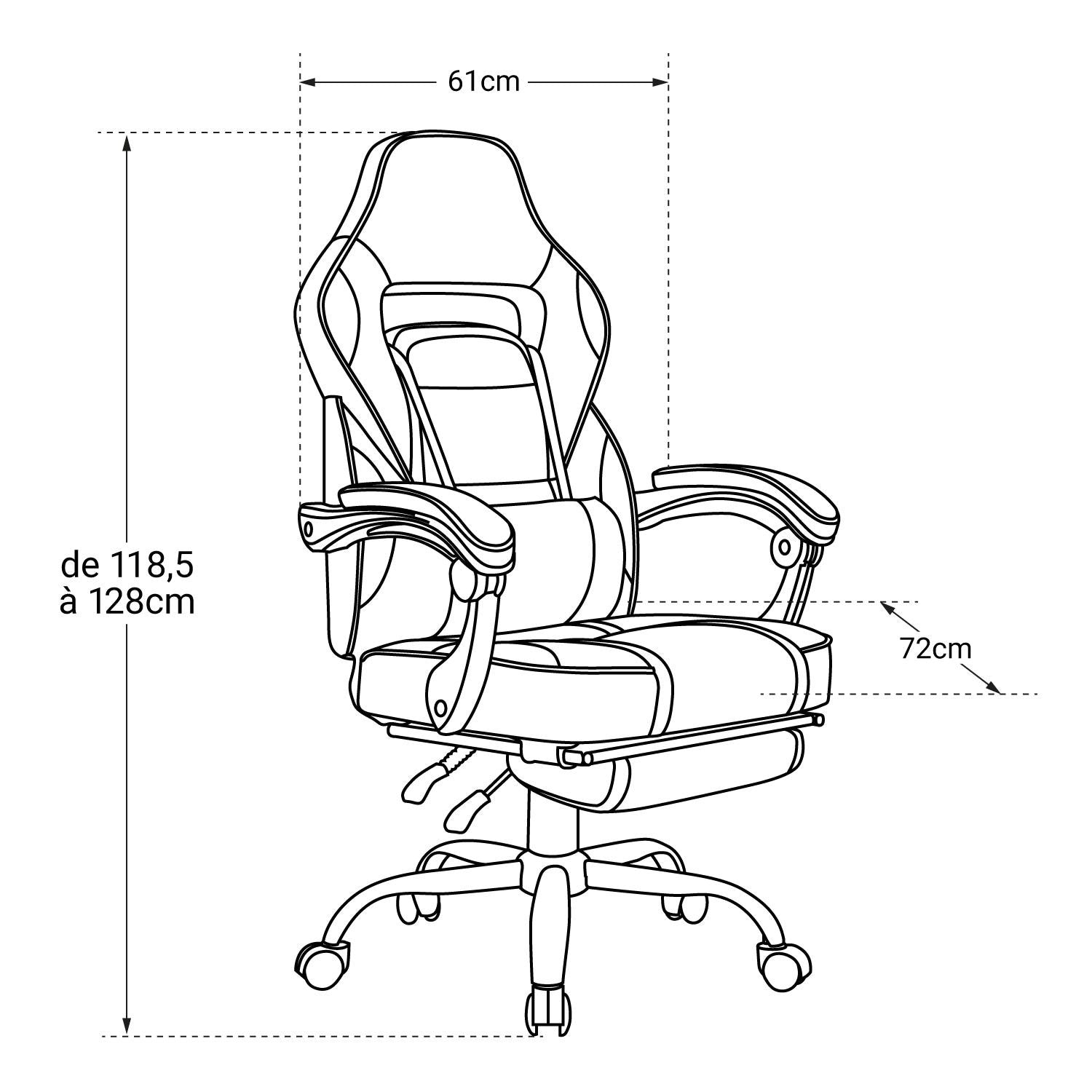 GHOST - Fauteuil de bureau GAMER inclinable avec repose-pieds