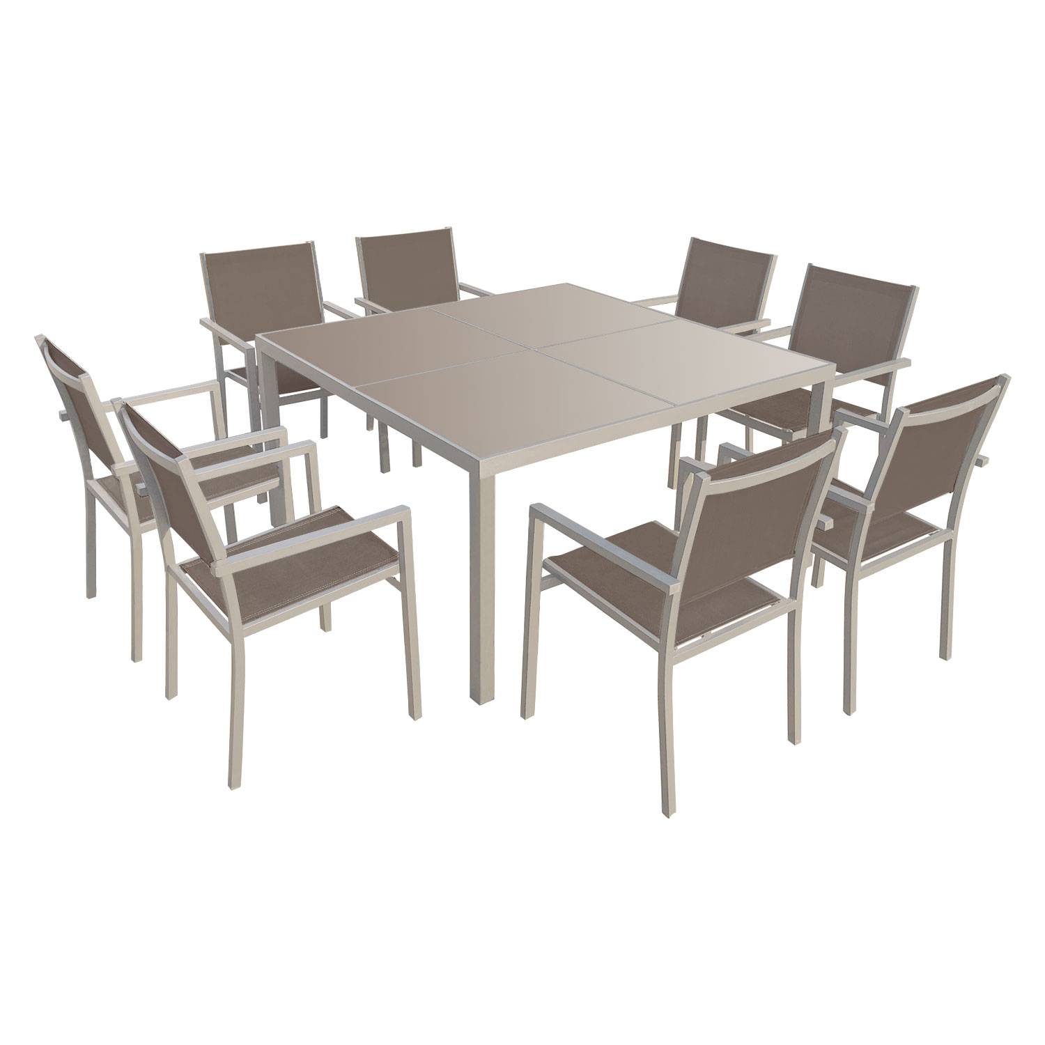 KAUAI - Ensemble Table et Chaises d'Extérieur - 8 Places