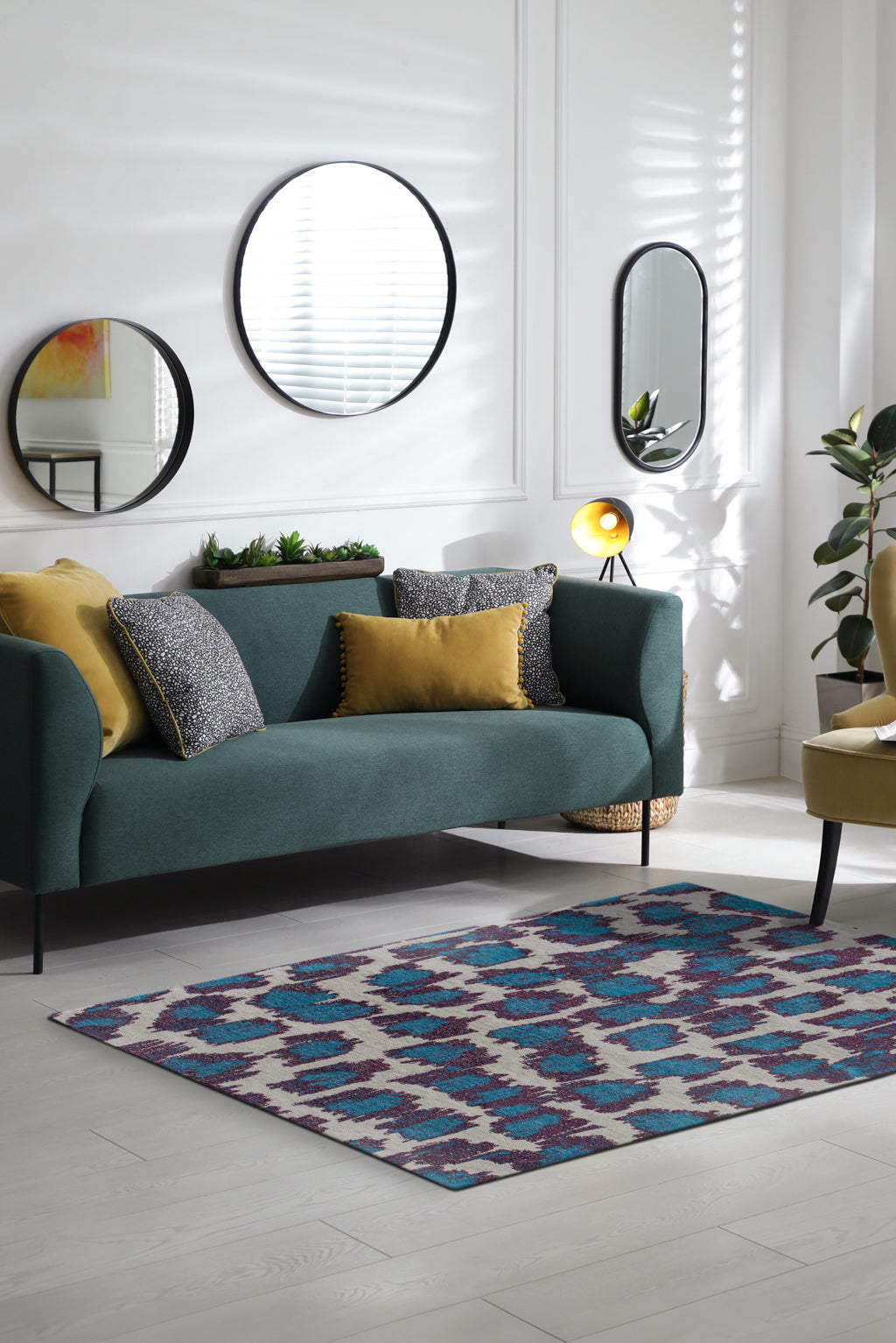 TAPIS - COLLECTION IKAT FEATHER - DESIGN SUMMER BLUE