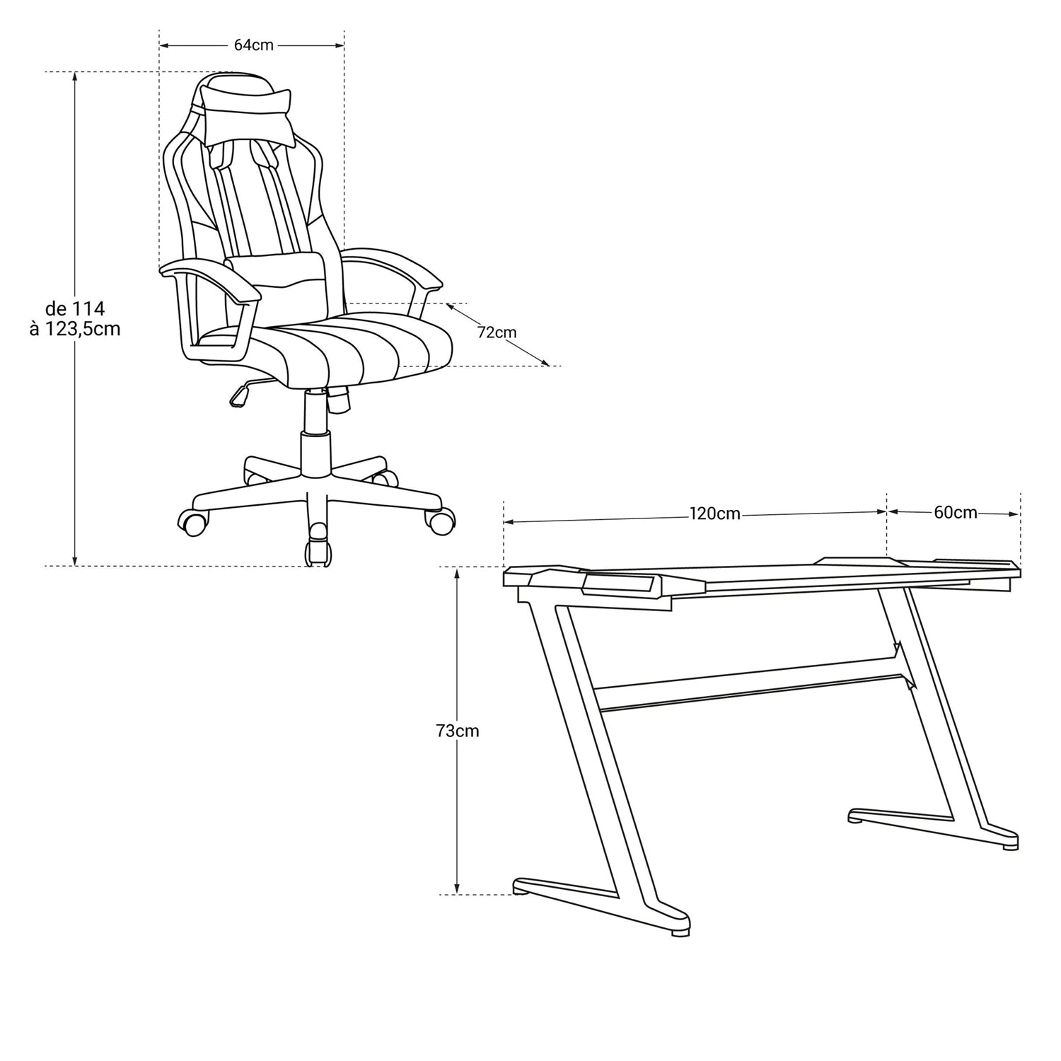 GHOST - Ensemble Chaise de Gamer et Bureau Led Incliné