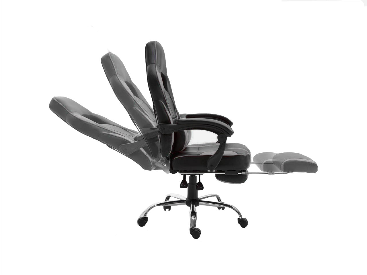 GHOST - Ensemble Chaise de Gamer avec Repose-pieds et Bureau Led Droit