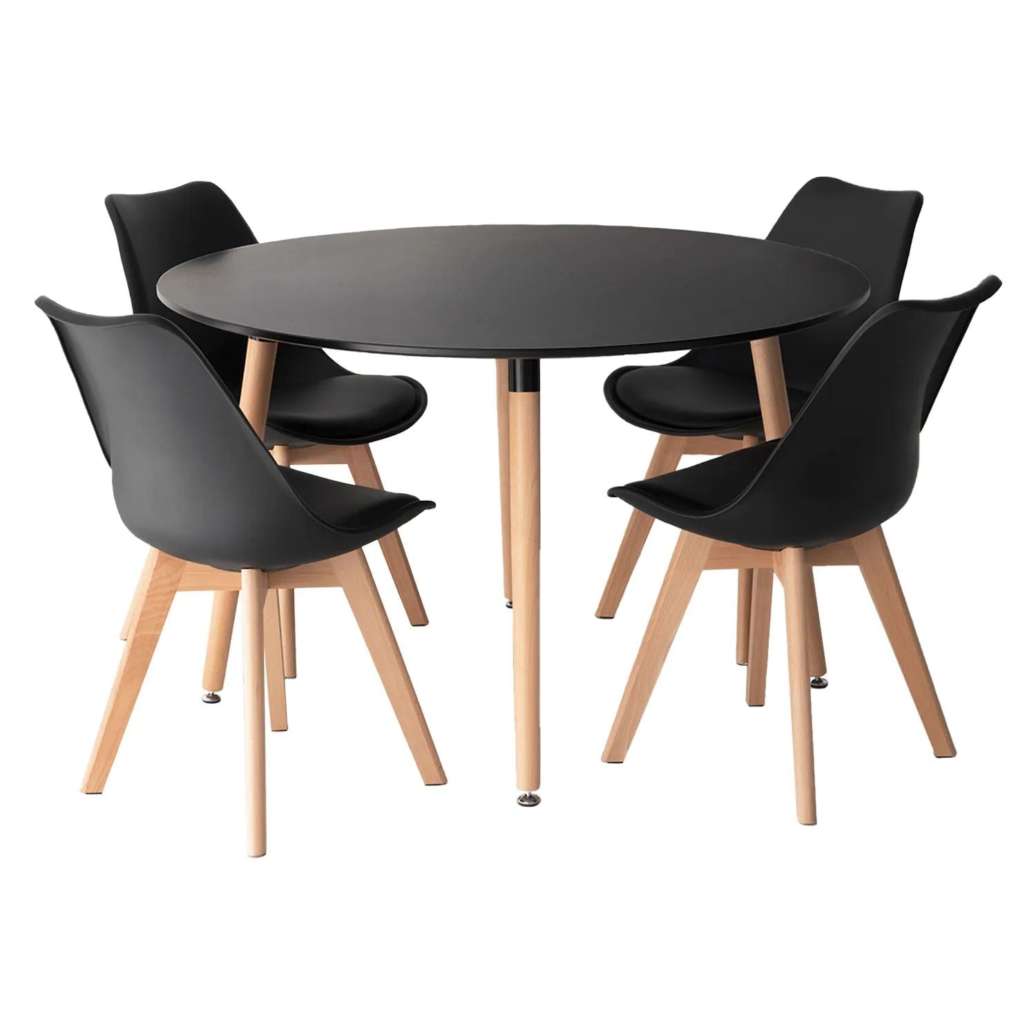 SENJA - Ensemble Table Ronde 120 CM et 4 Chaises Scandinaves