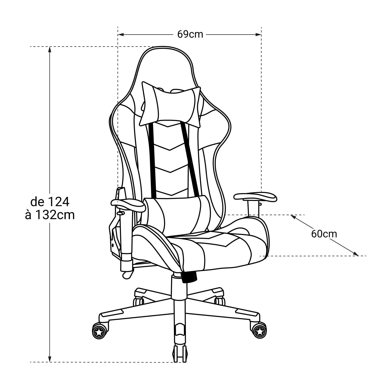 GHOST - Fauteuil de bureau GAMER avec accoudoirs ajustables