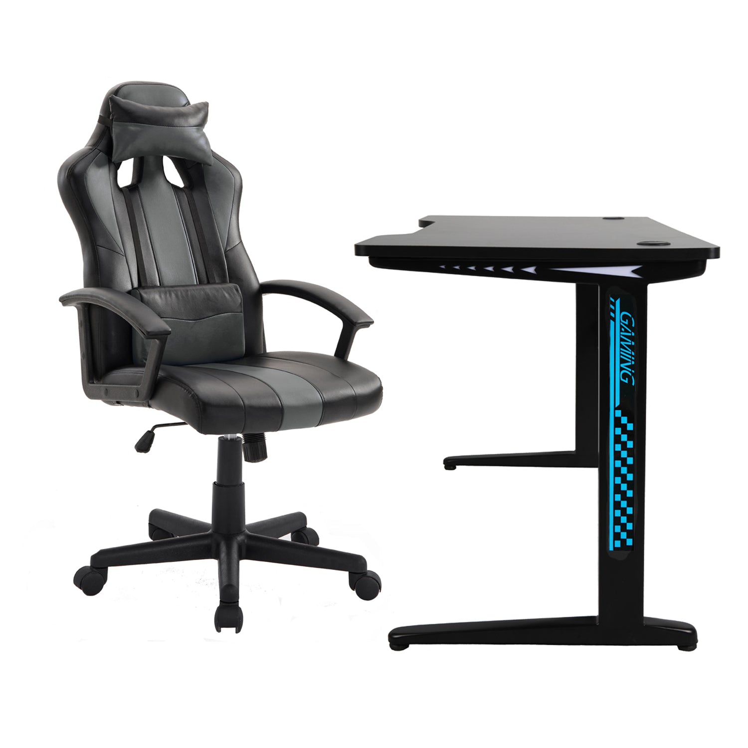 GHOST - Set de escritorio y silla gamer LED rectos