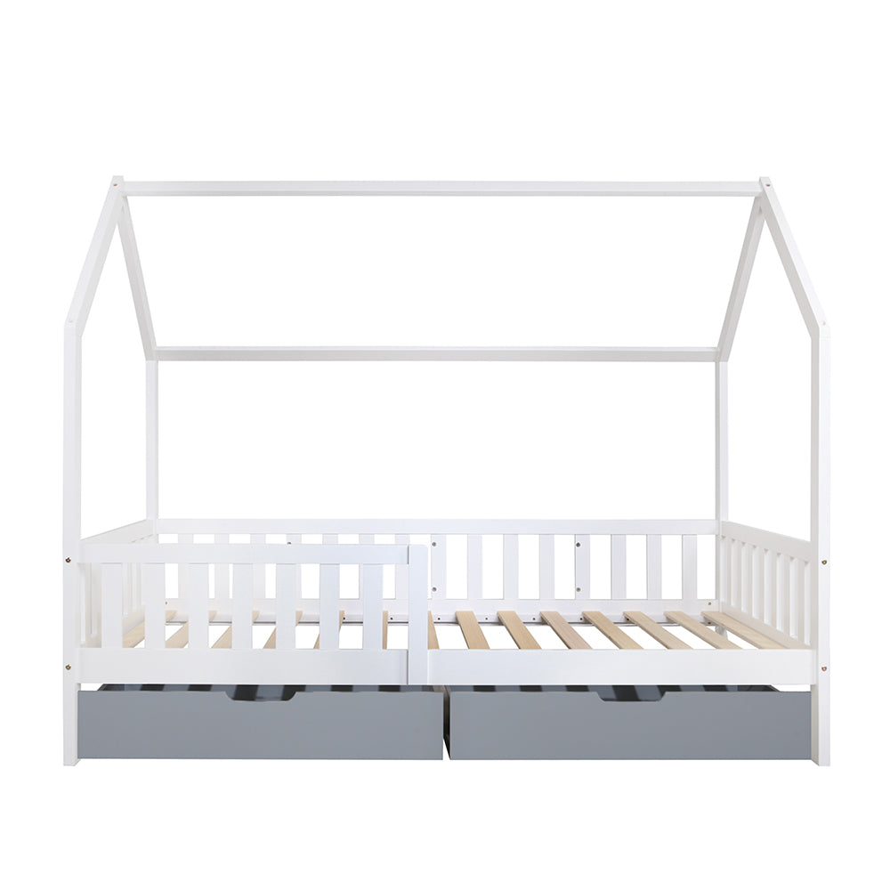 ONEIROI - LIT MAISON ENFANT AVEC TÊTE DE LIT ET CONTOUR EN BOIS