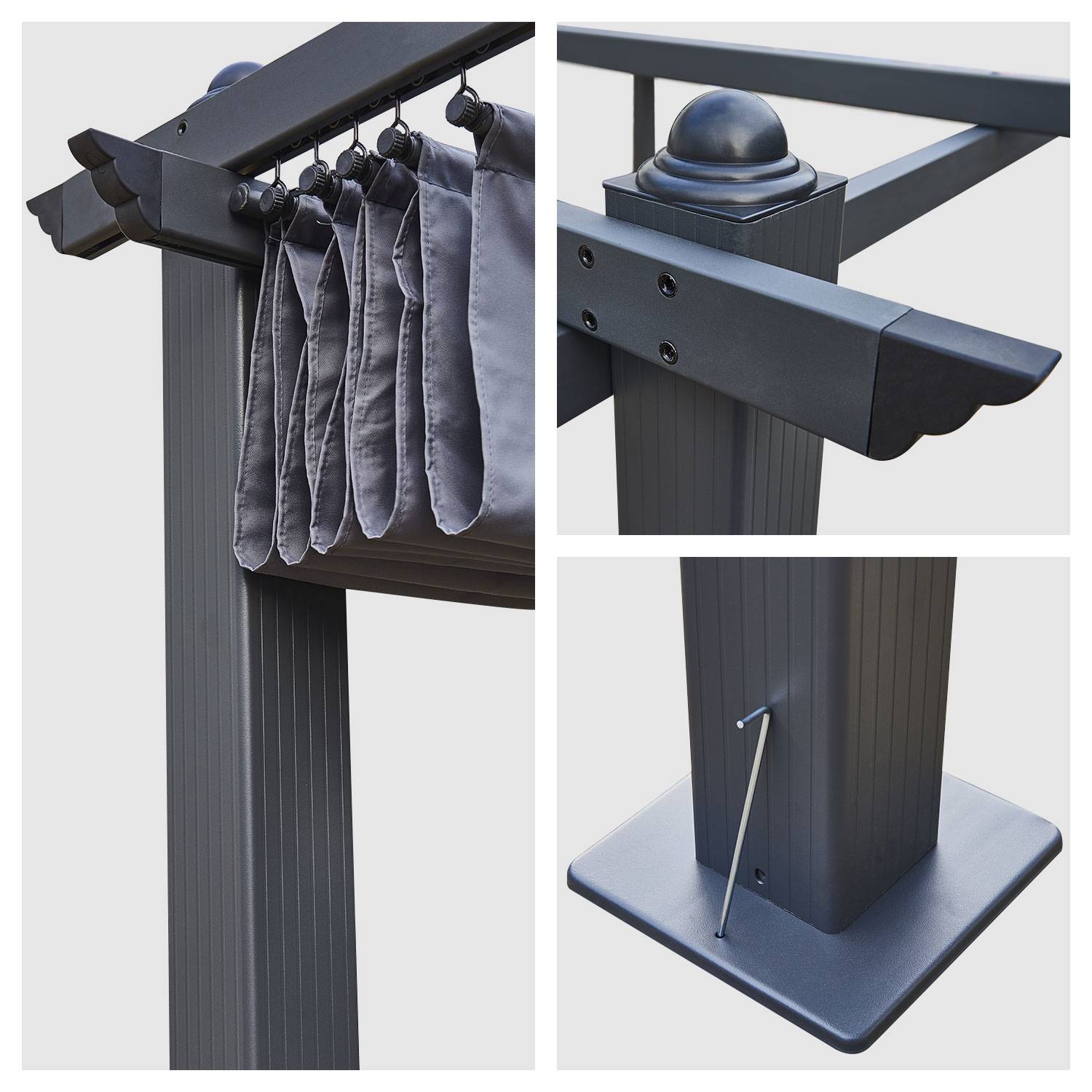LEGZIRA - Pergola Aluminium et Acier Grise