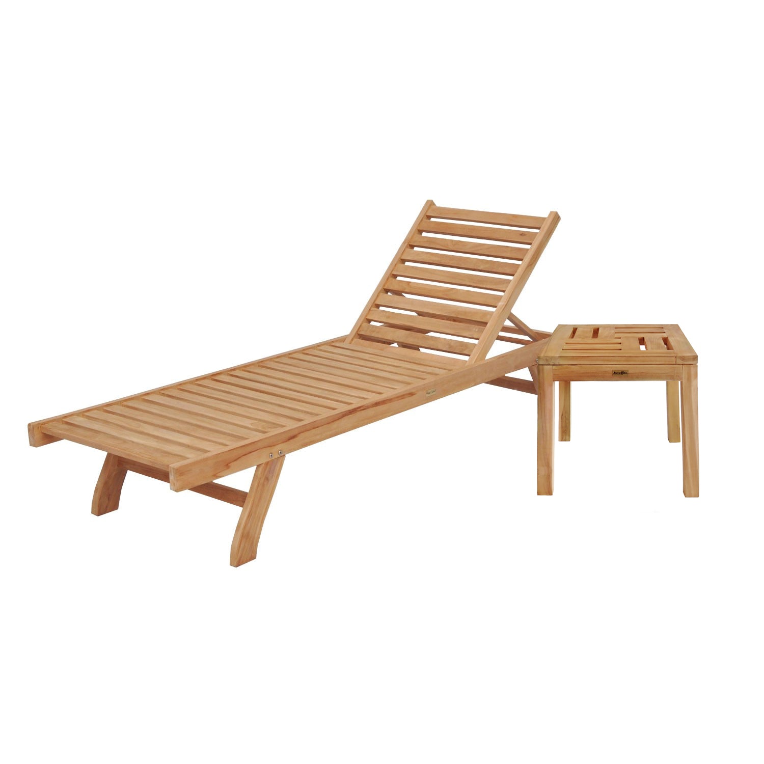 SALENTO - ENSEMBLE TABLE BASSE DE JARDIN ET UNE CHAISE LONGUE EN TECK
