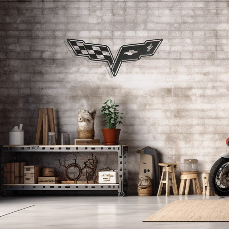 LOGO - CHEVROLET - CORVETTE - DÉCORATION MURALE EN MÉTAL