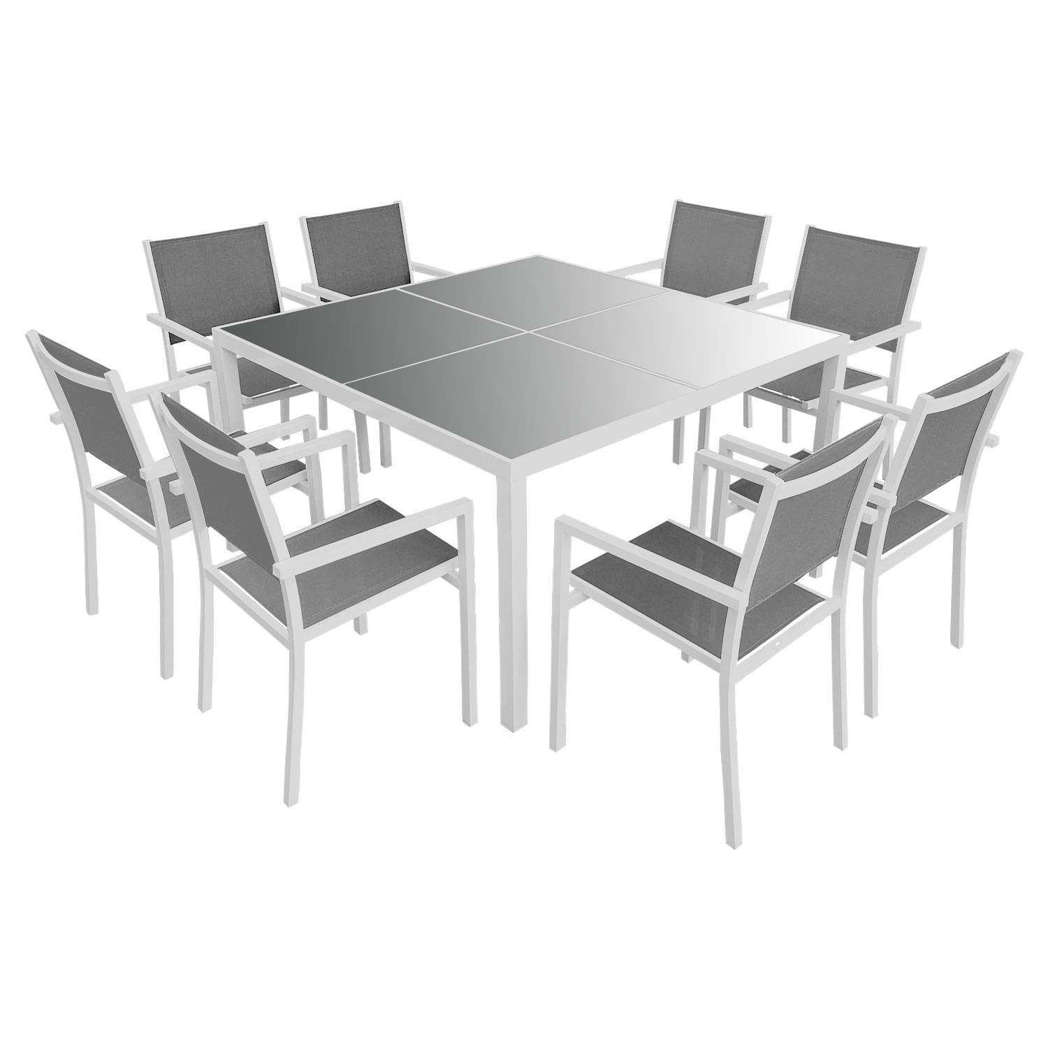 KAUAI - Ensemble Table et Chaises d'Extérieur - 8 Places