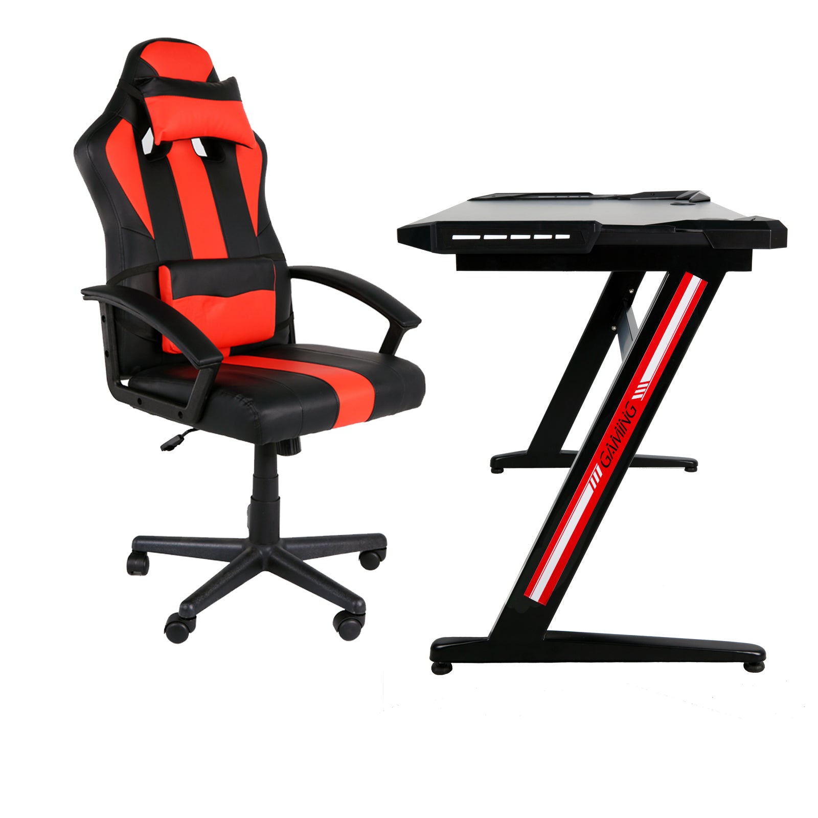 GHOST - Ensemble Chaise de Gamer et Bureau Led Incliné