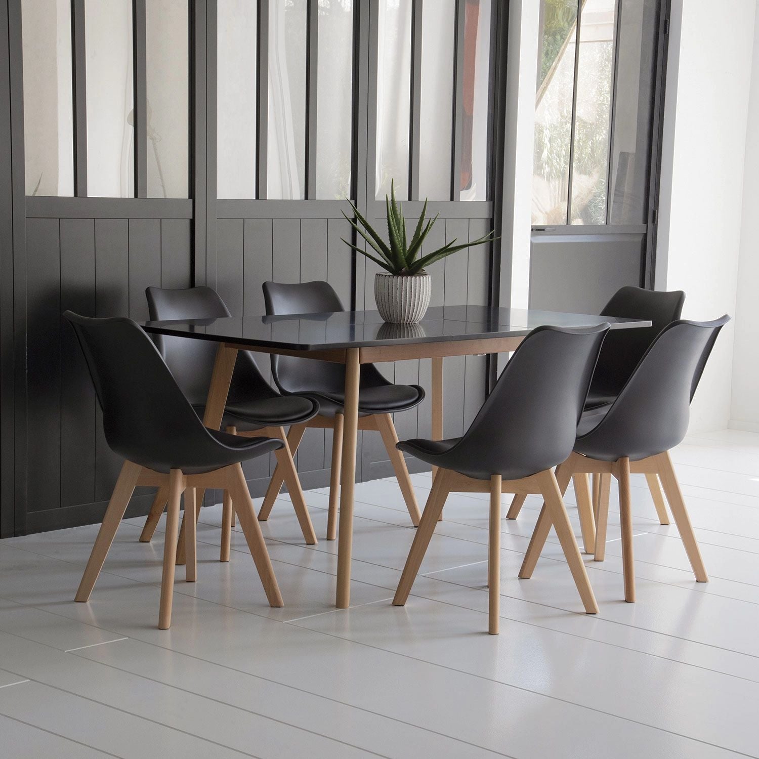 SENJA - Ensemble Table Extensible 120/160 x 80 CM et Chaises Scandinaves