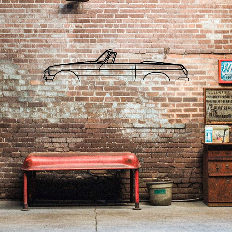 SILHOUETTE DE VOITURE - MG B CABRIOLET - 1970 - DÉCORATION MURALE EN MÉTAL