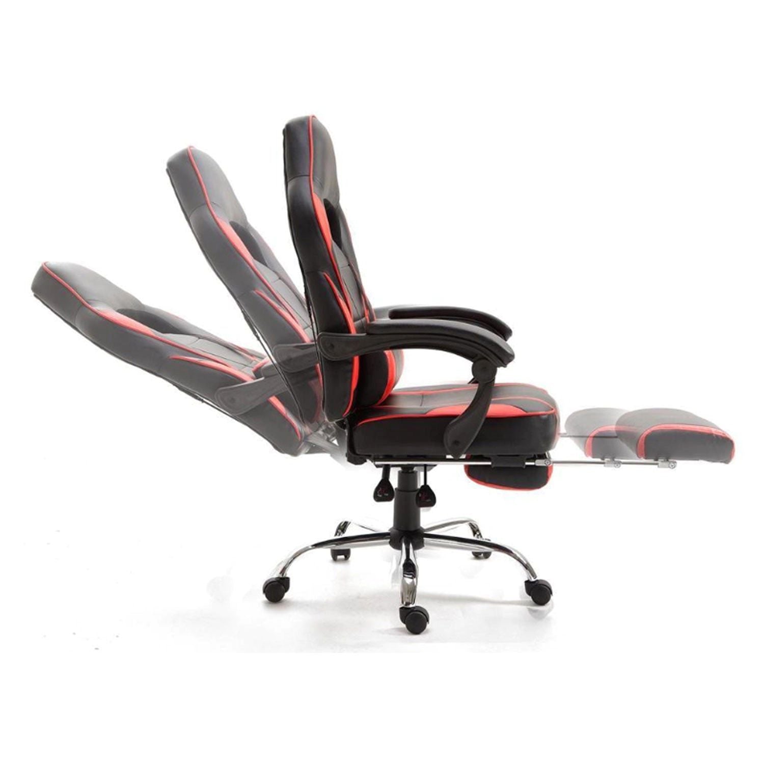 GHOST - Ensemble Chaise de Gamer avec Repose-pieds et Bureau Led Droit