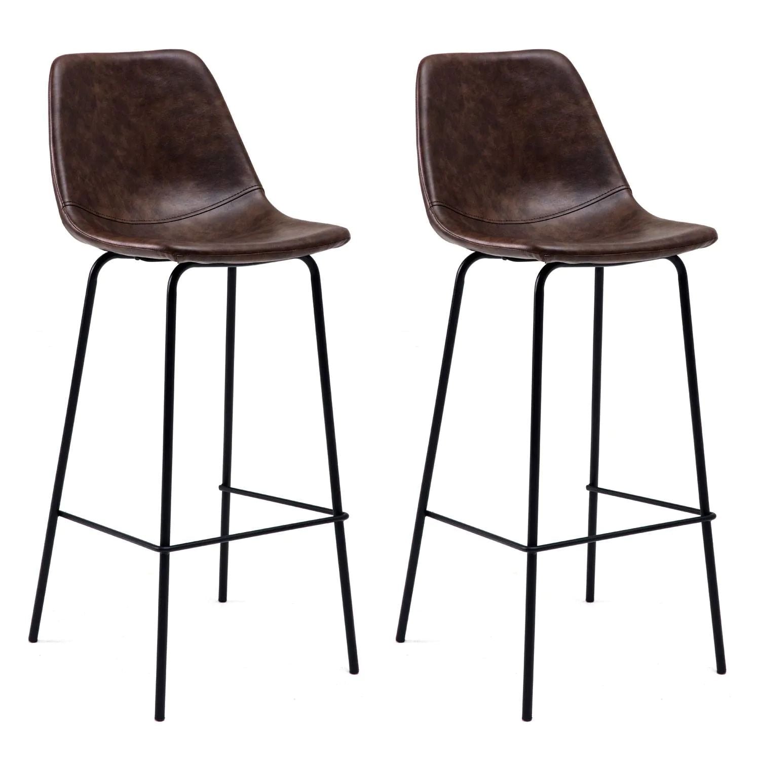 BROOKLYN - Lot de 2 Tabourets de Bar Vintage