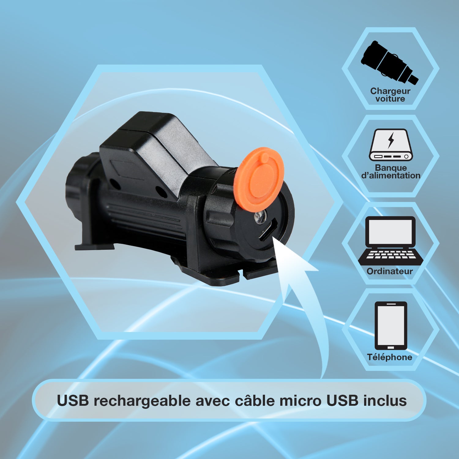 FAROL LED IMPERMEÁVEL RECARREGÁVEL USB