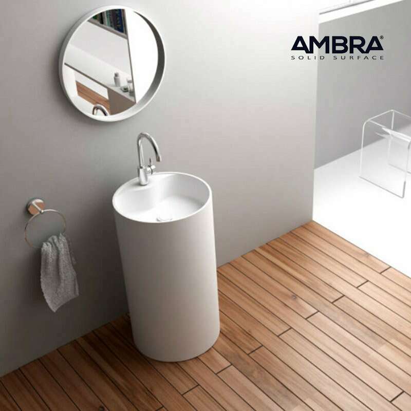 Collection Ambra - Vasque sur pied, Colonne en Solid surface - BIANCA