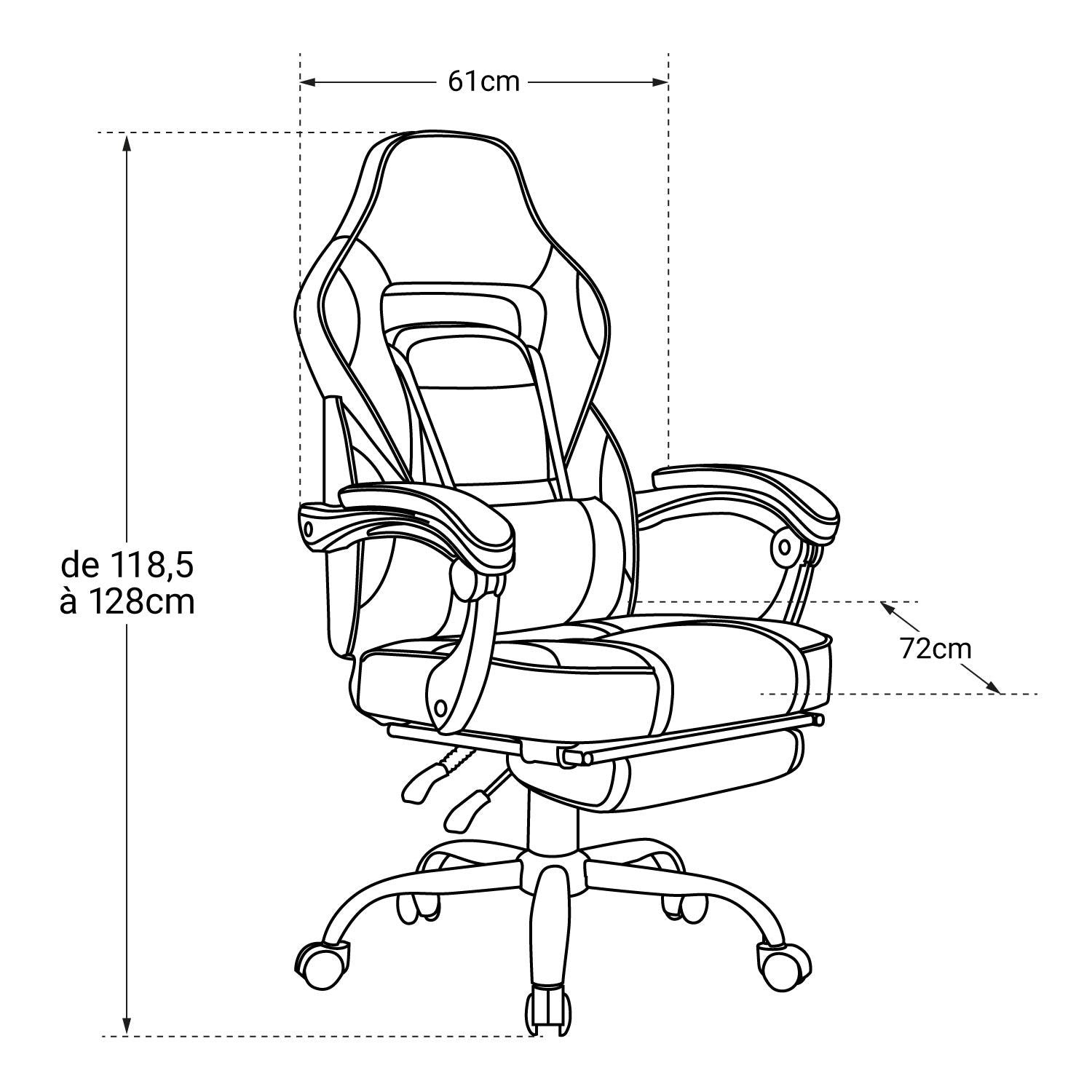 GHOST - Fauteuil de bureau GAMER inclinable avec repose-pieds
