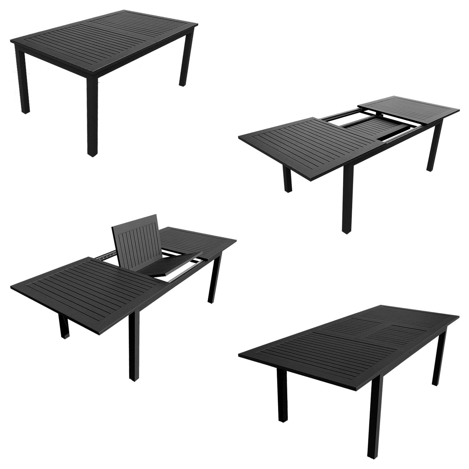 KAUAI - Conjunto de Mesa e Cadeiras de Exterior - Extensão 173 a 244 cm - 8 Lugares