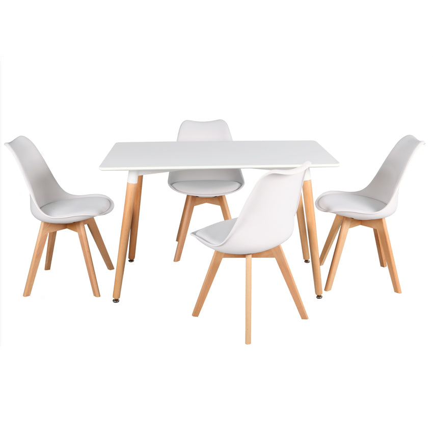 SENJA - Ensemble Table Rectangulaire 120 x 70 CM et 4 Chaises Scandinaves