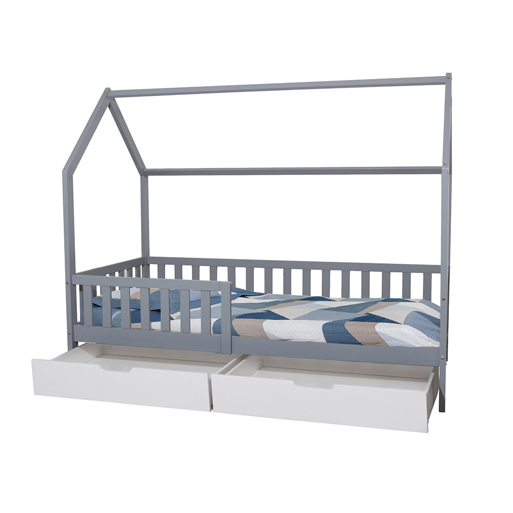 ONEIROI - LIT MAISON ENFANT AVEC TÊTE DE LIT ET CONTOUR EN BOIS