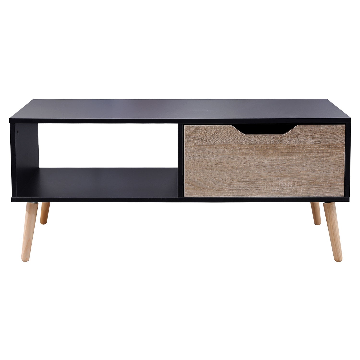 SENJA - Table Basse avec Casier et Tiroir Style Scandinave