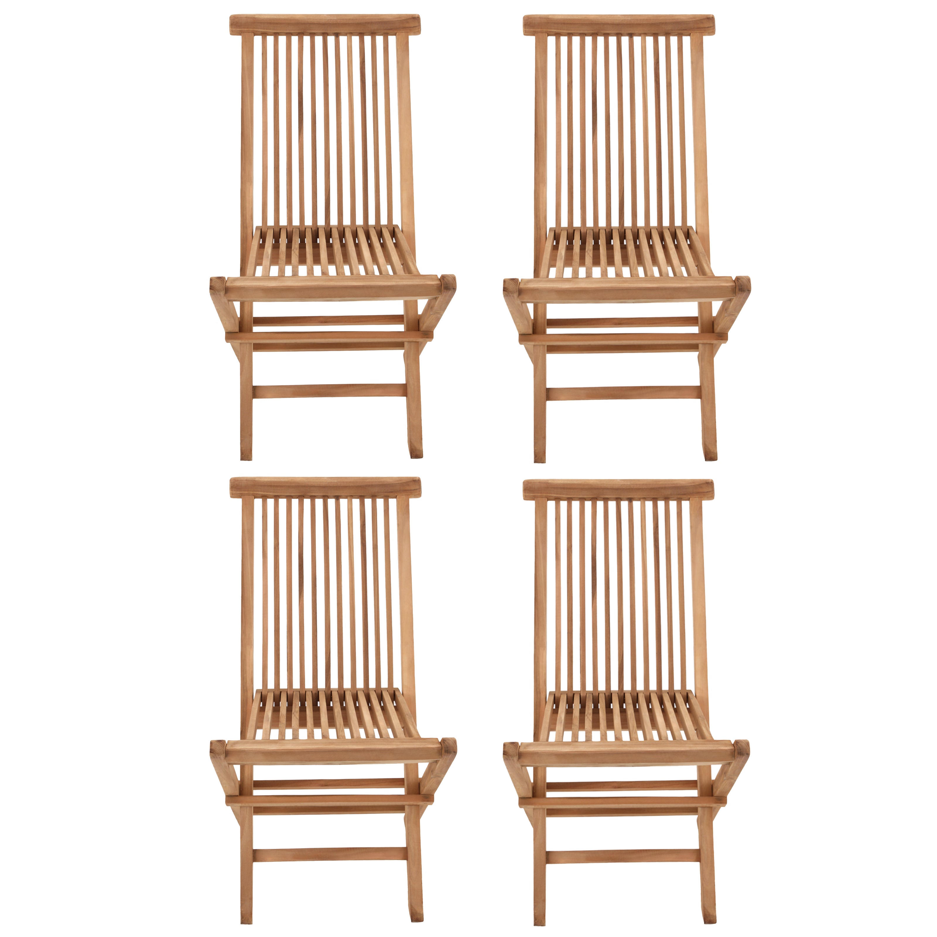 SALENTO - Ensemble table de jardin ronde extensible et chaises pliantes en teck
