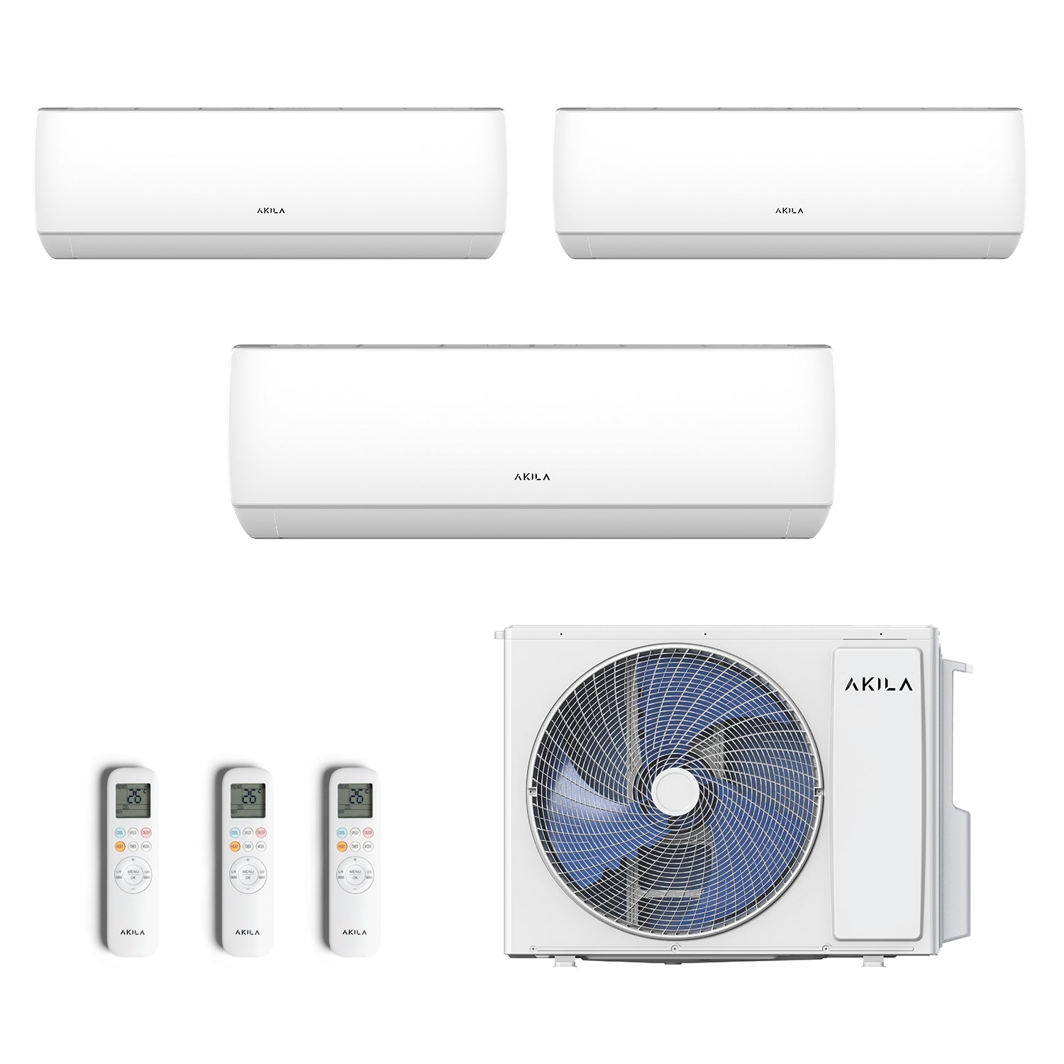 ENAKO 89 - CLIMATISEUR RÉVERSIBLE TRI-SPLIT - 24000 BTU - 3,5 KW + 2,7KW + 2,7KW