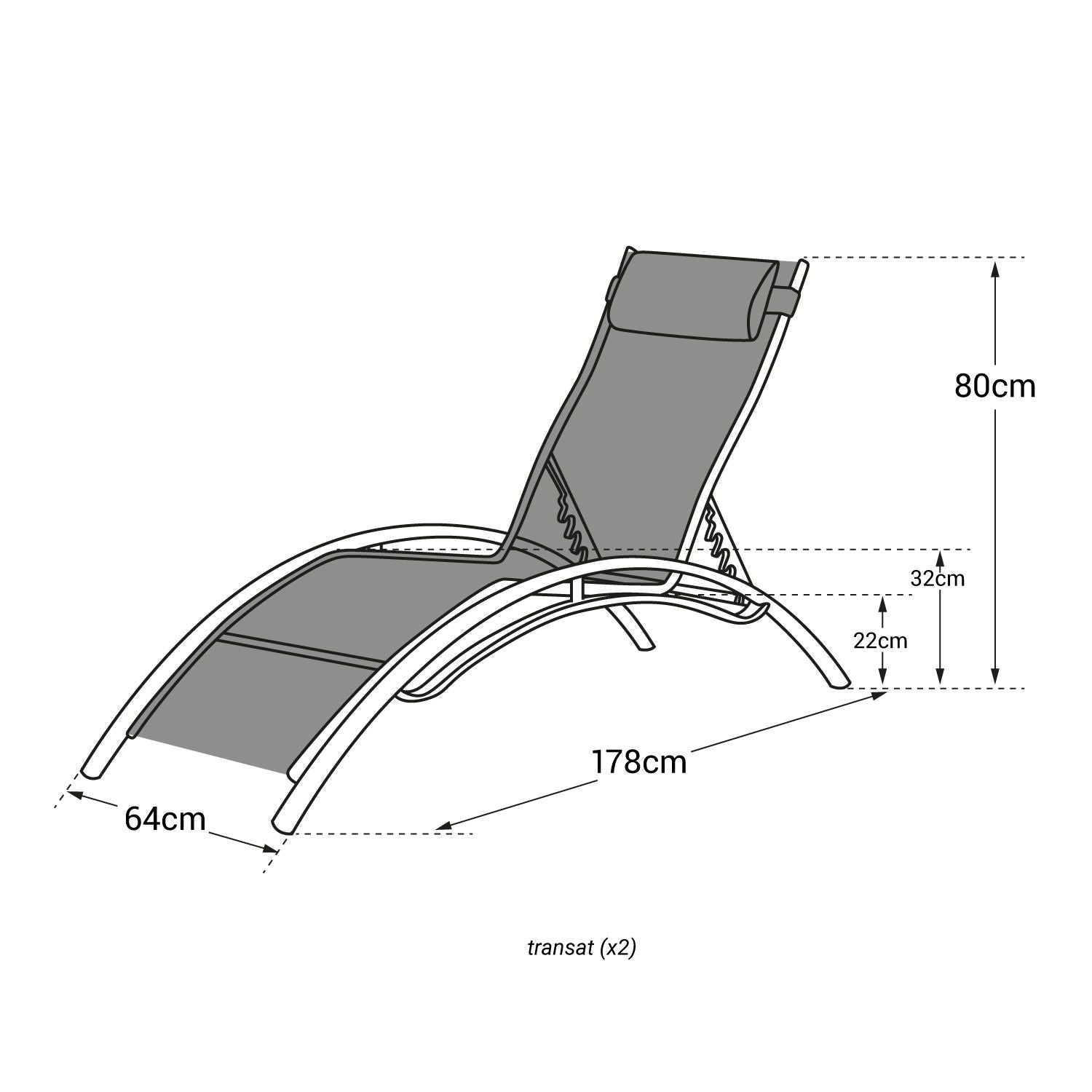 BAISAO - Bain de Soleil Courbé Textilène Aluminium