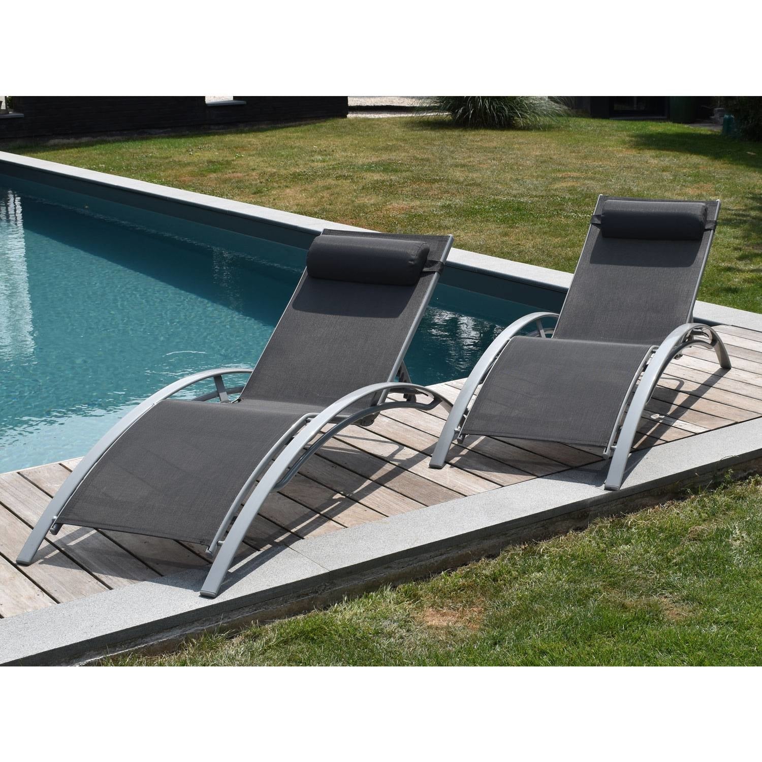 BAISAO - Bain de Soleil Courbé Textilène Aluminium