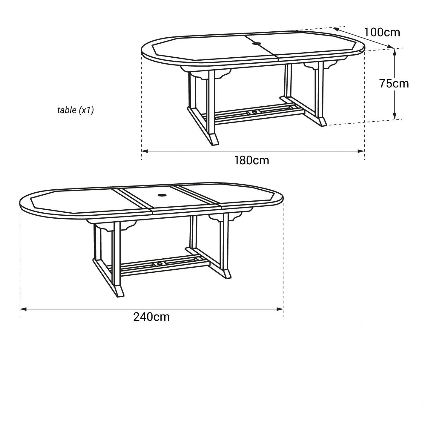 SALENTO - Table de Jardin Ovale Extensible en Teck