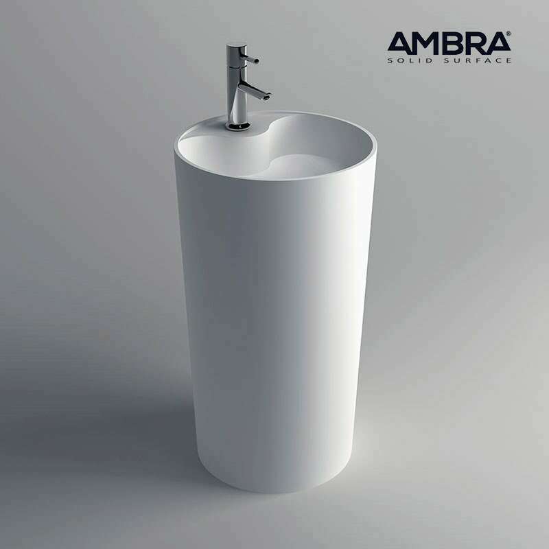 Collection Ambra - Vasque sur pied, Colonne en Solid surface - BIANCA