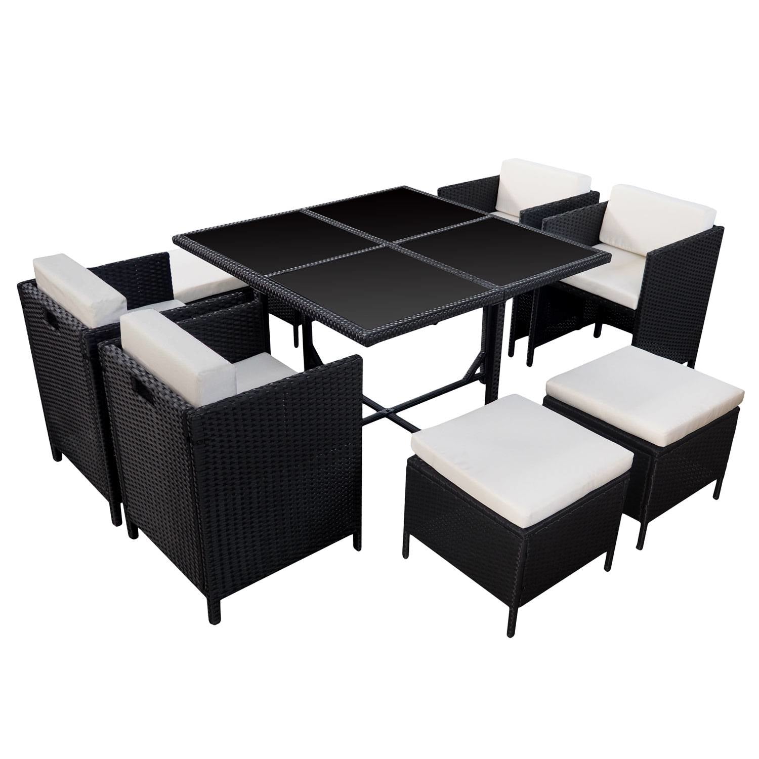 HABELOCK - Mueble de jardín empotrado de ratán 8 plazas