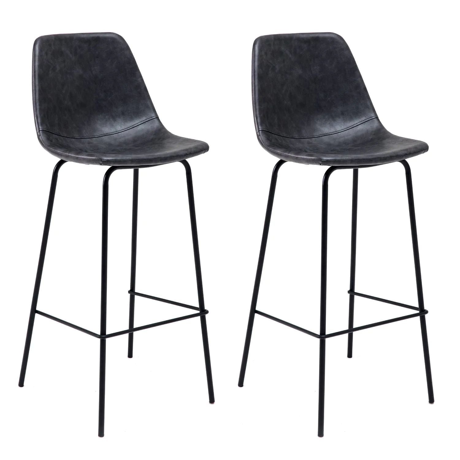 BROOKLYN - Lot de 2 Tabourets de Bar Vintage