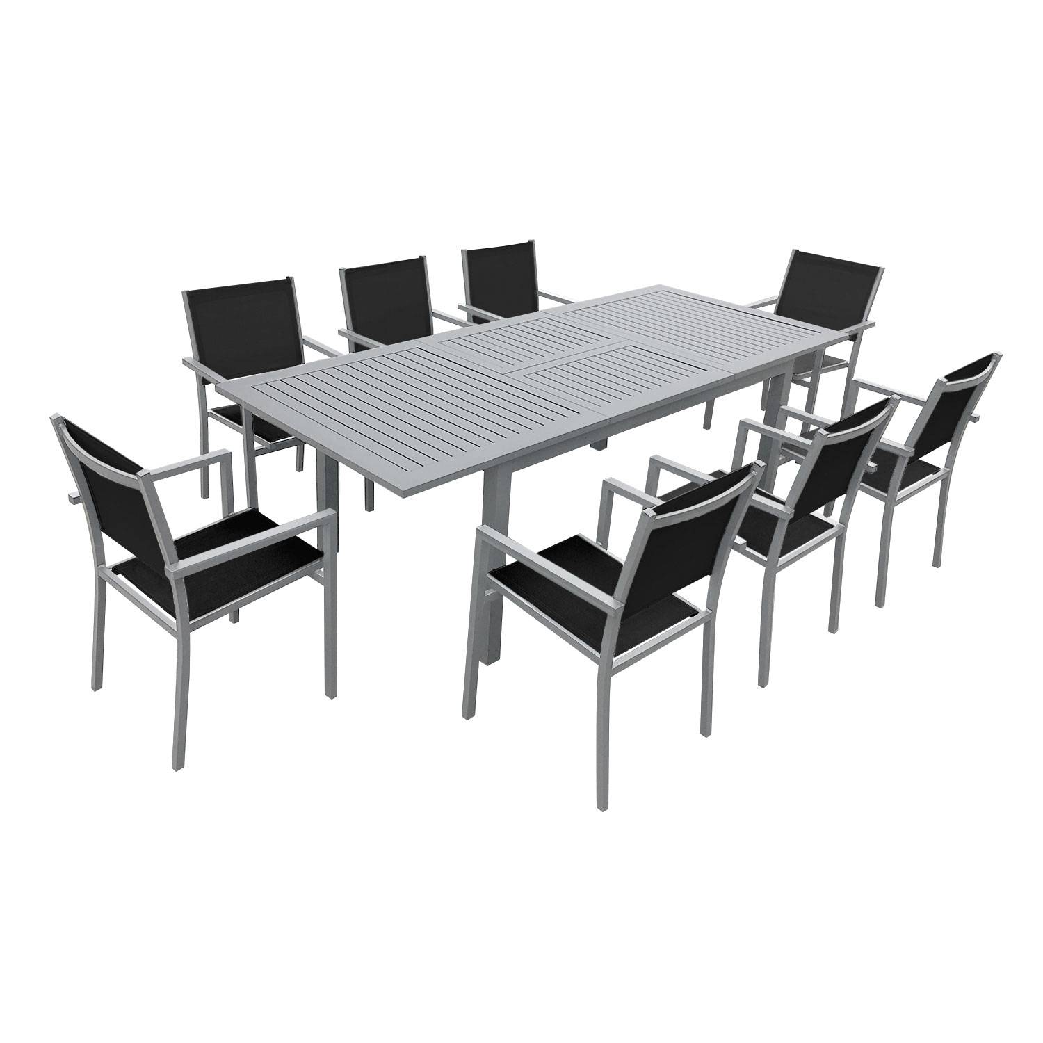 KAUAI - Ensemble Table et Chaises d'Extérieur - Rallonge 173 à 244 cm - 8 Places
