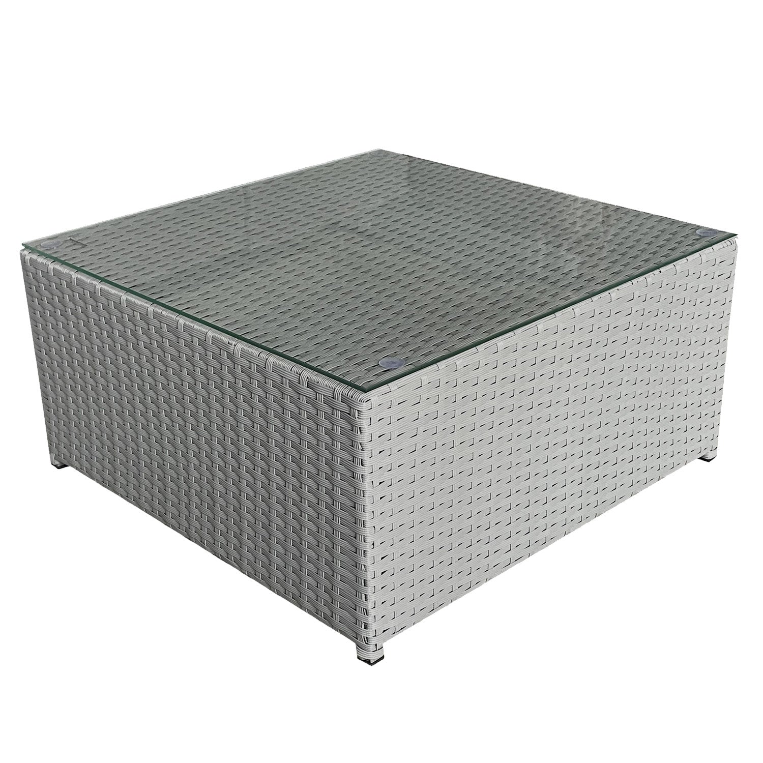 PENSACOLA - Conjunto de muebles de jardín tejido de resina de 3 plazas con reposapiés