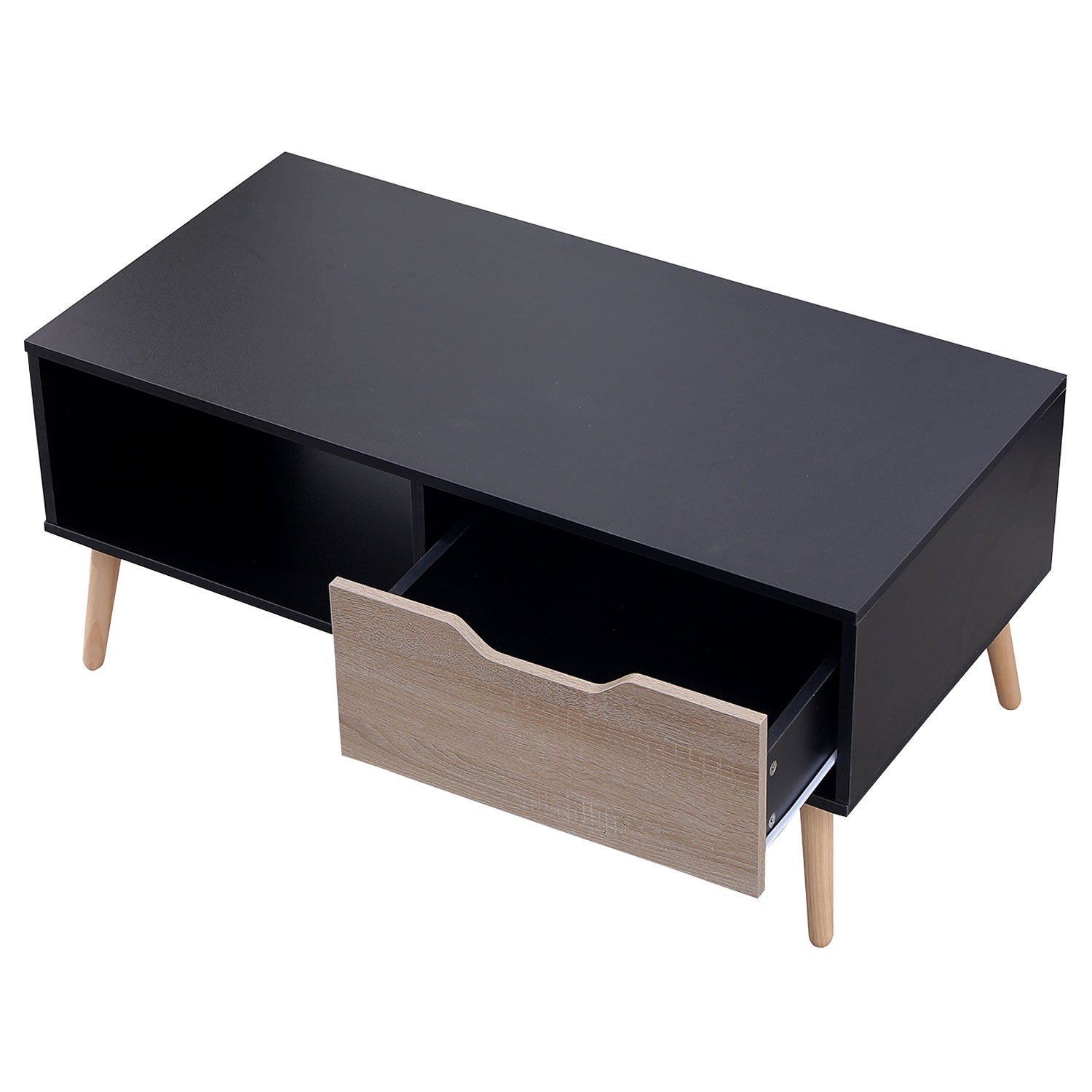 SENJA - Table Basse avec Casier et Tiroir Style Scandinave