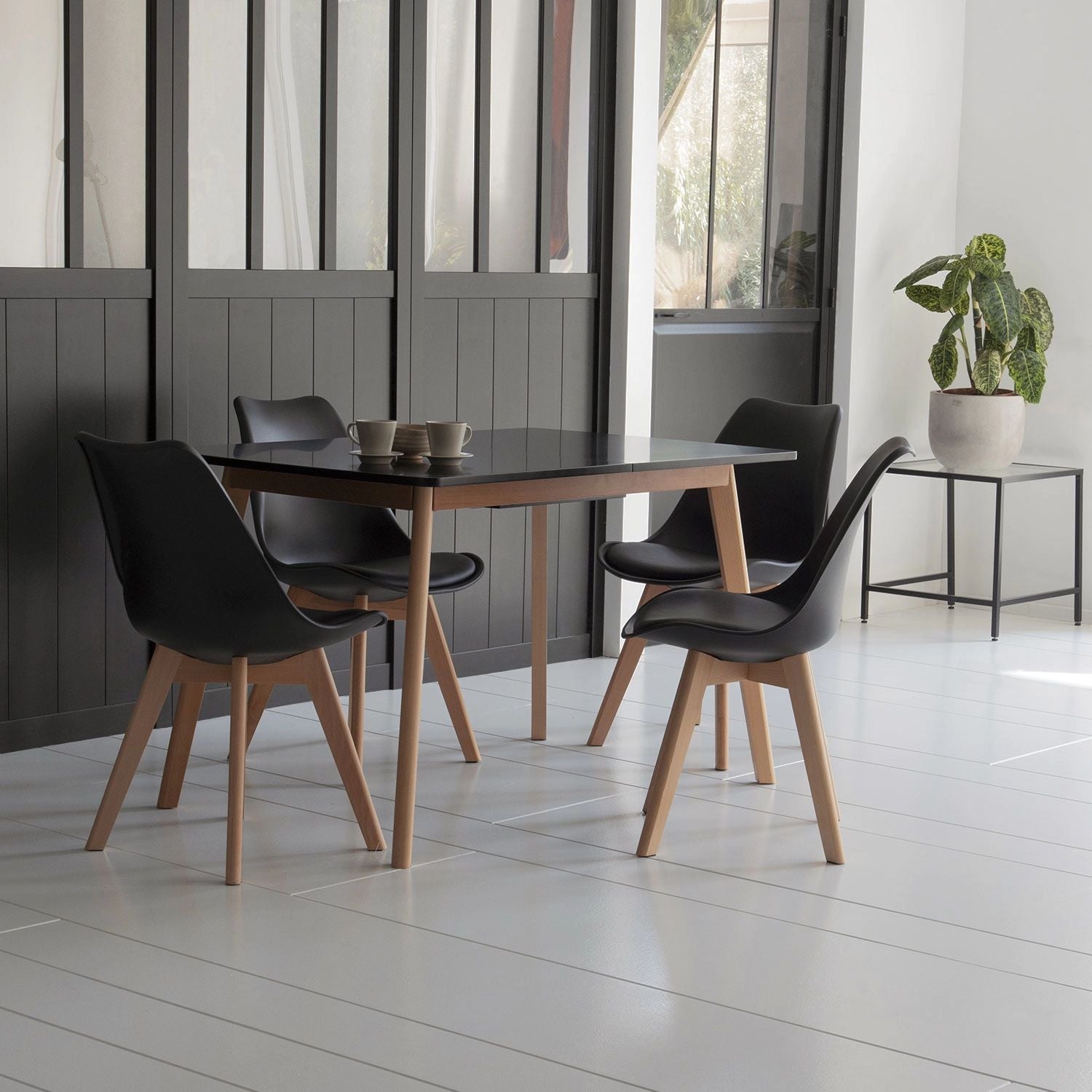 SENJA - Ensemble Table Extensible 120/160 x 80 CM et Chaises Scandinaves