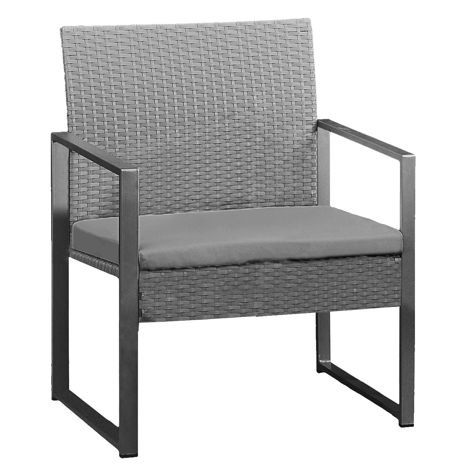 CAPRERA - Mueble de jardín de resina tejida con estructura de acero gris