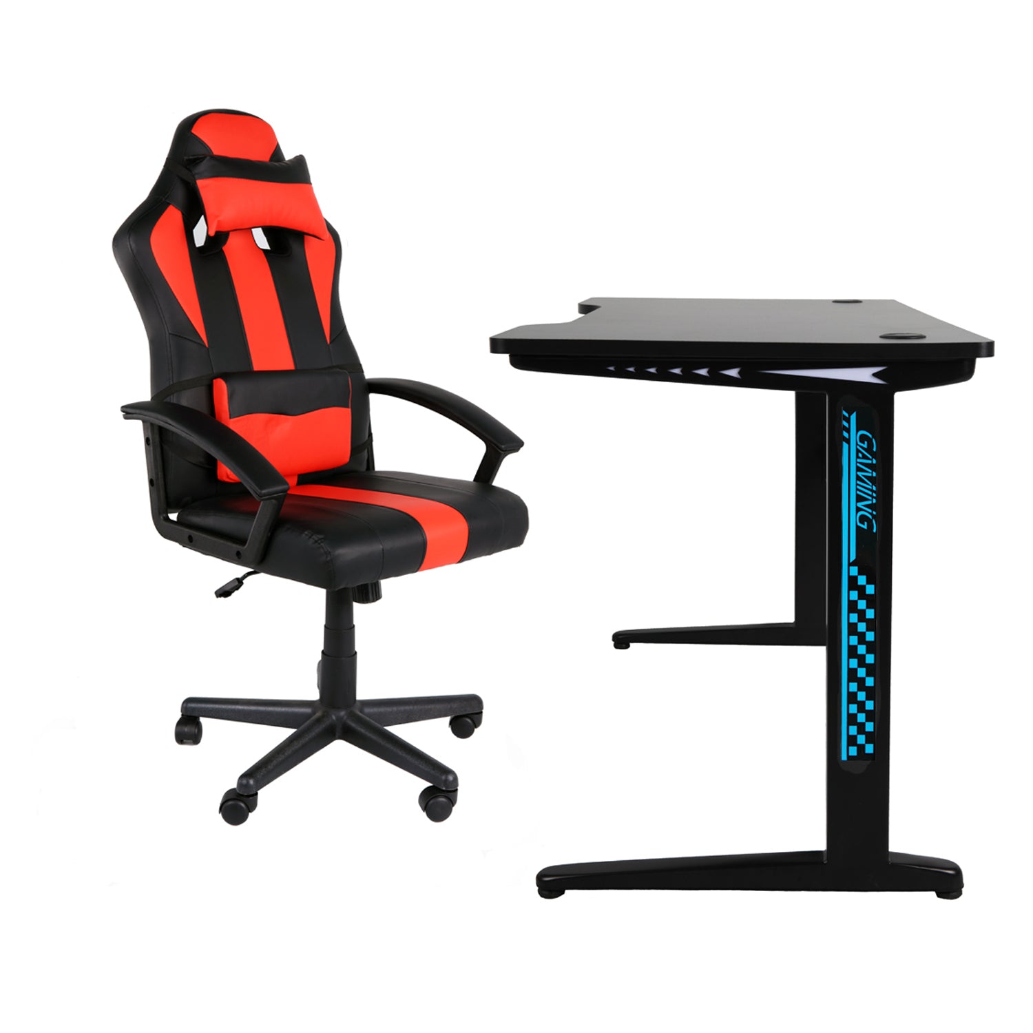 GHOST - Conjunto Cadeira e Mesa Gamer Led Reto