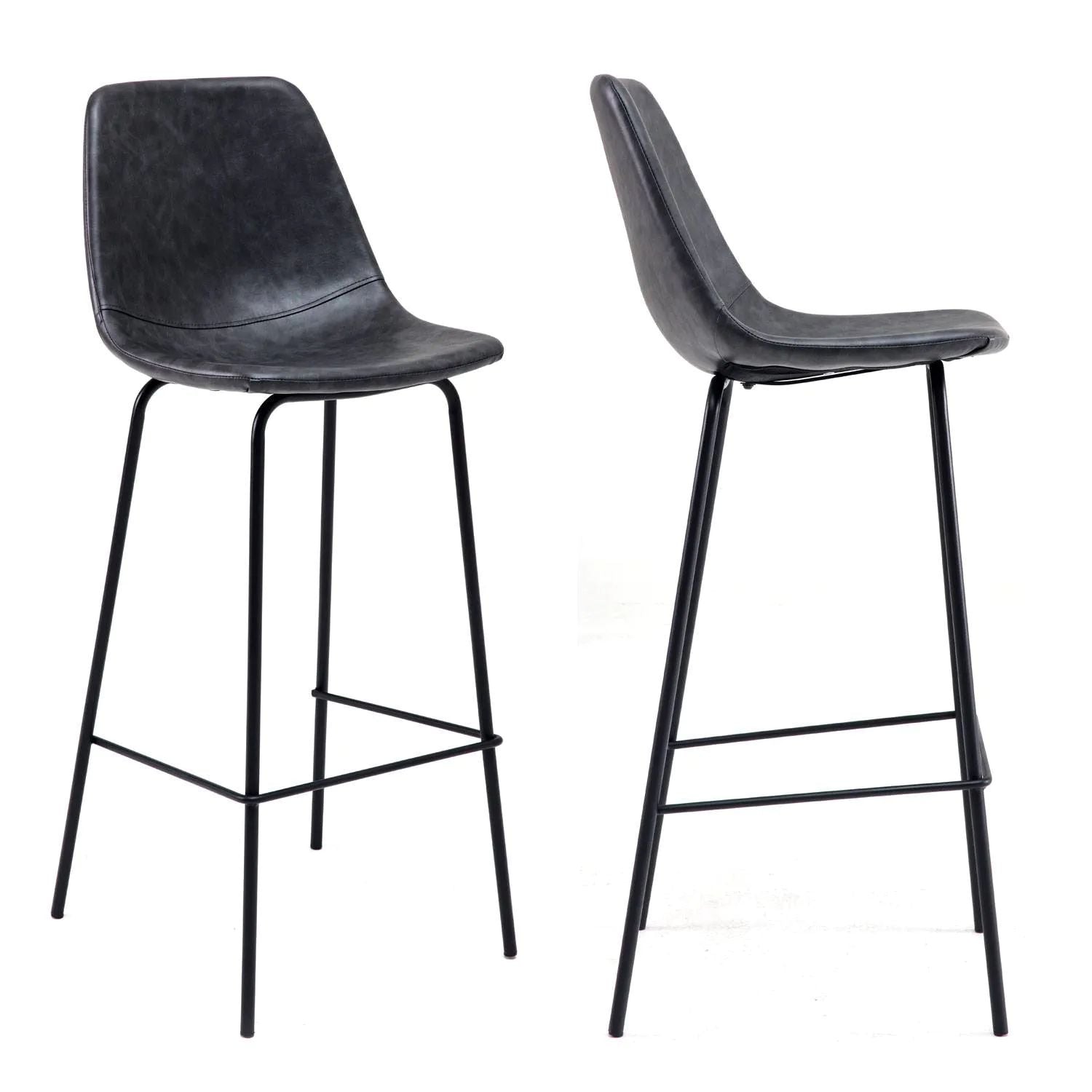 BROOKLYN - Lot de 2 Tabourets de Bar Vintage