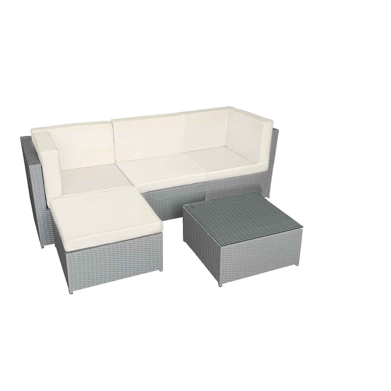 PENSACOLA - Conjunto de muebles de jardín tejido de resina de 3 plazas con reposapiés