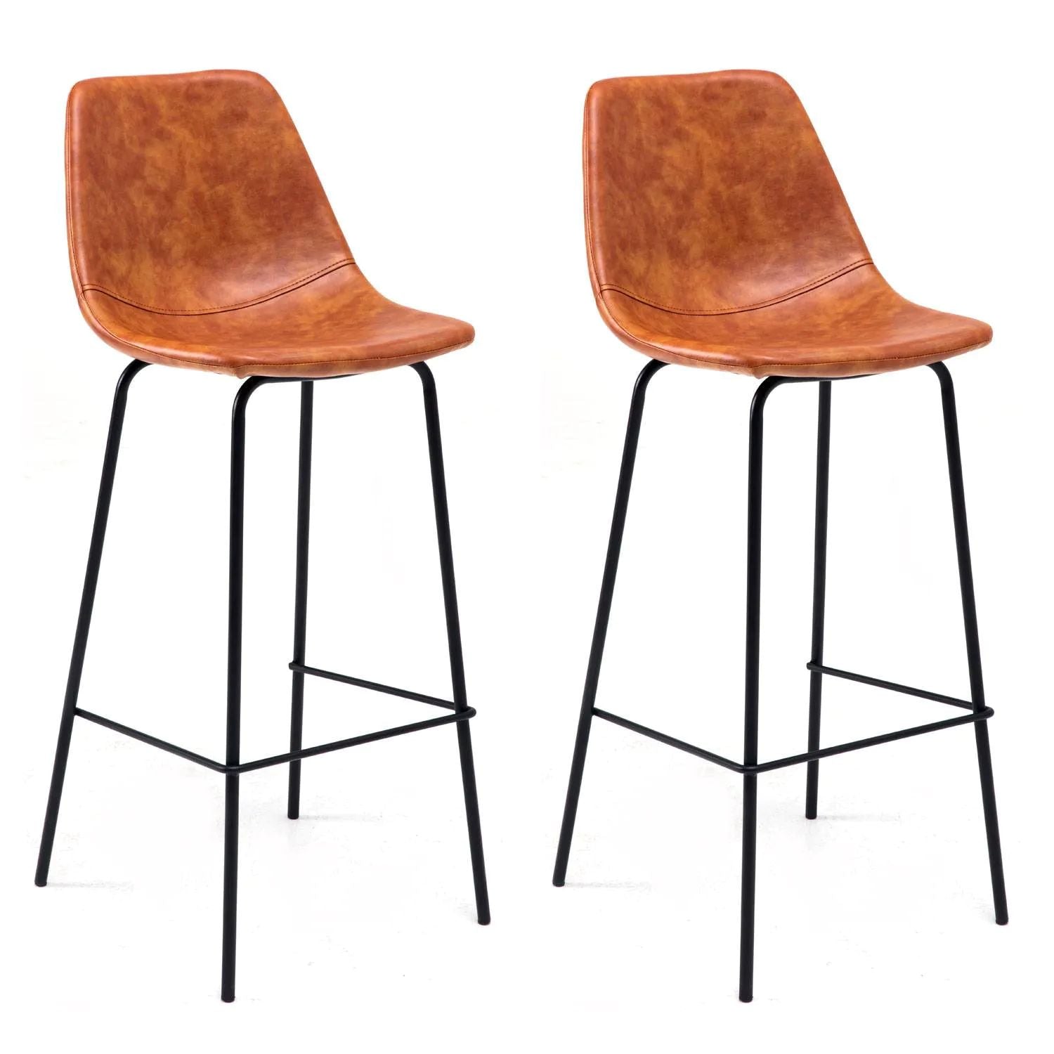 BROOKLYN - Lot de 2 Tabourets de Bar Vintage