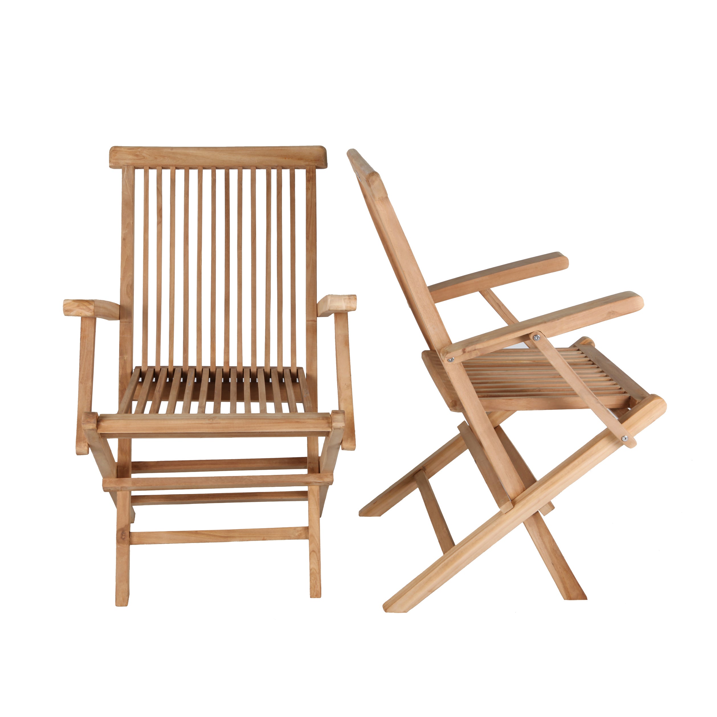 SALENTO - Conjunto de sillas plegables con brazos de teca