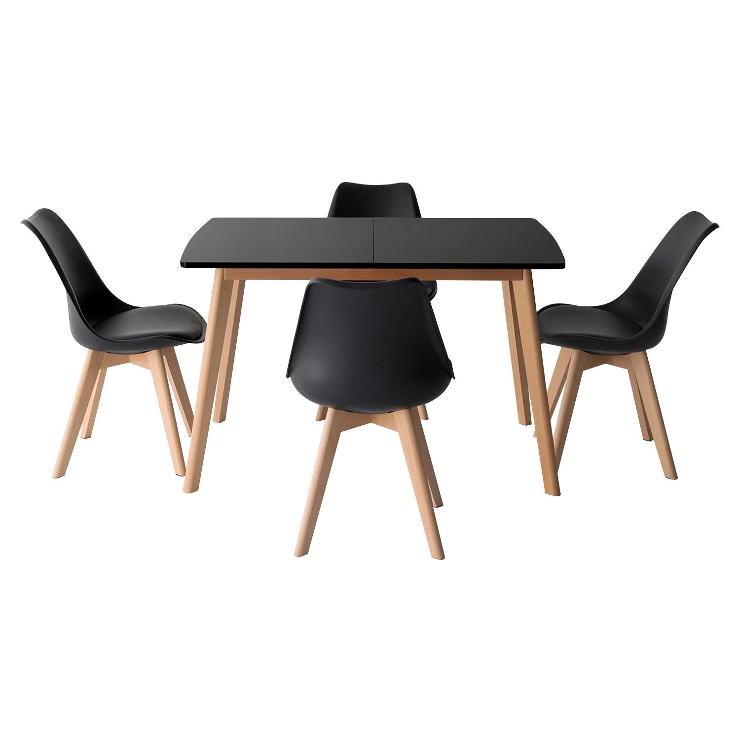 SENJA - Ensemble Table Extensible 120/160 x 80 CM et Chaises Scandinaves