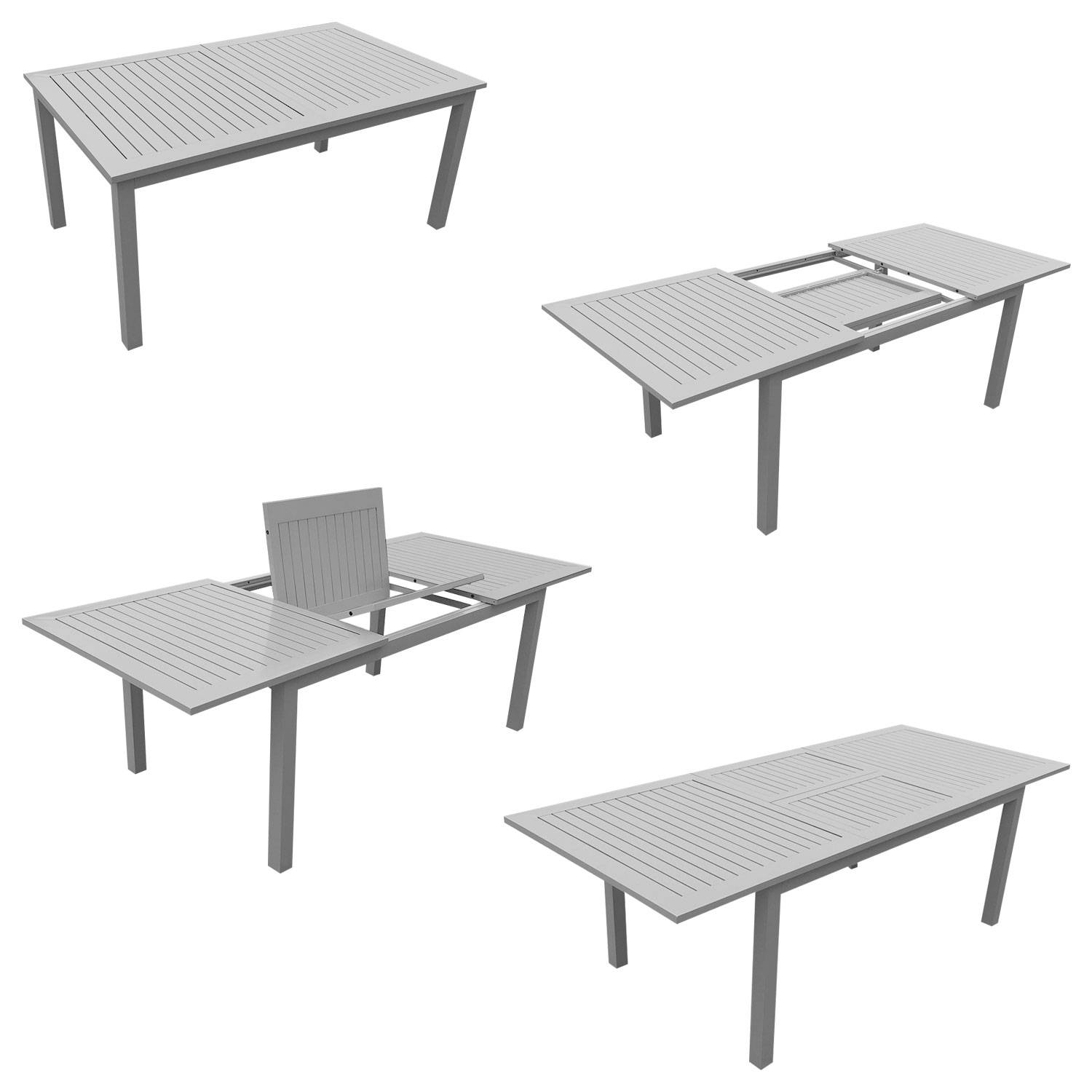 KAUAI - Ensemble Table et Chaises d'Extérieur - Rallonge 173 à 244 cm - 8 Places