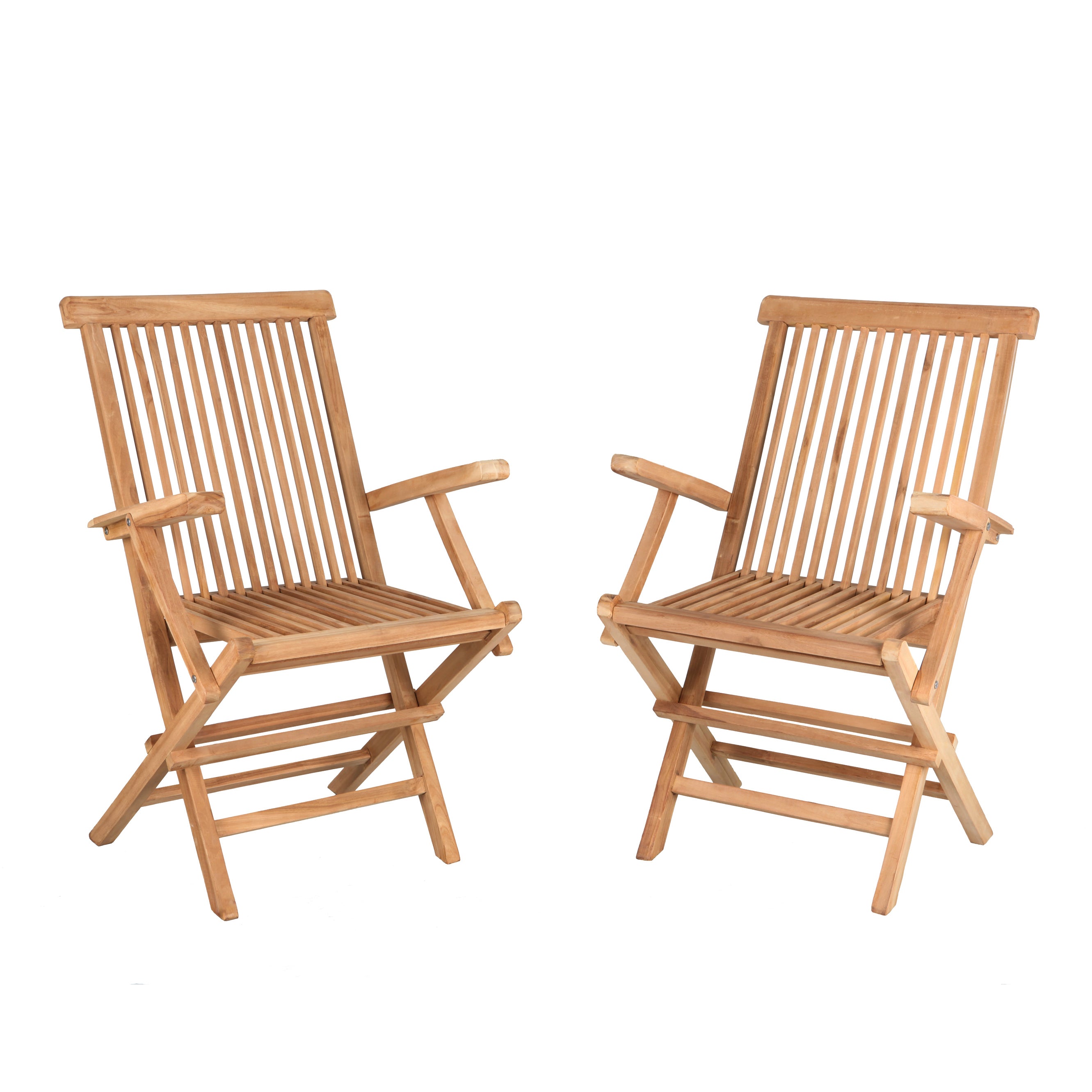 SALENTO - Conjunto de sillas plegables con brazos de teca